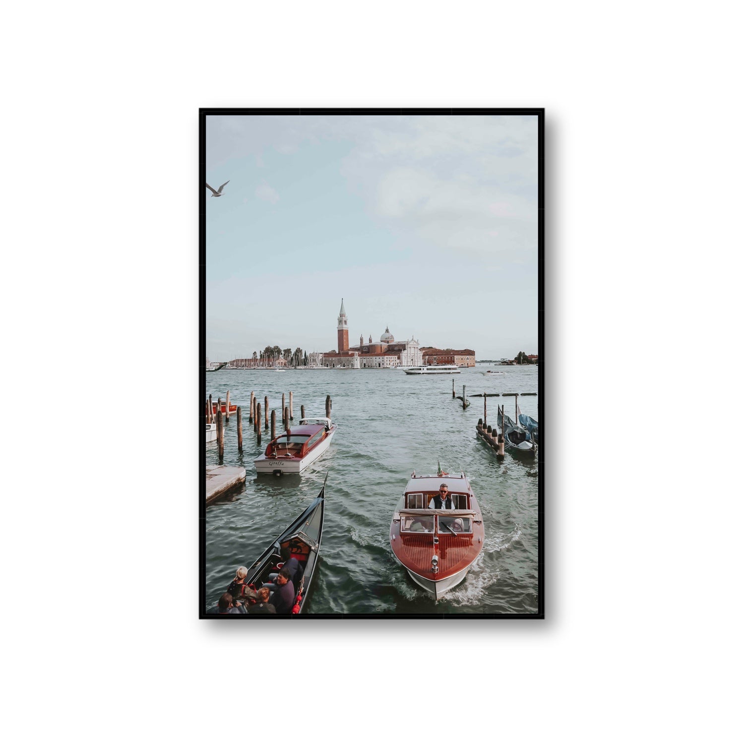 Galleggiante Venice Italian wall art Giant fine art canvas in black float frame