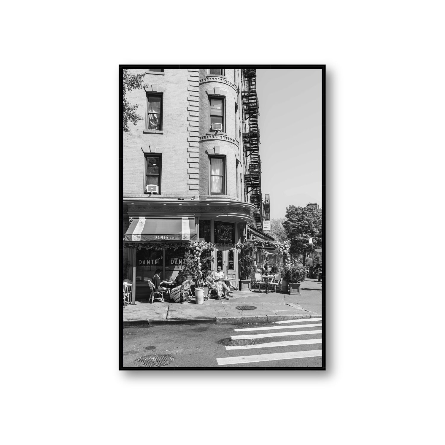 Sunny Soiree New York NYC Black & White wall art Giant fine art canvas in black float frame