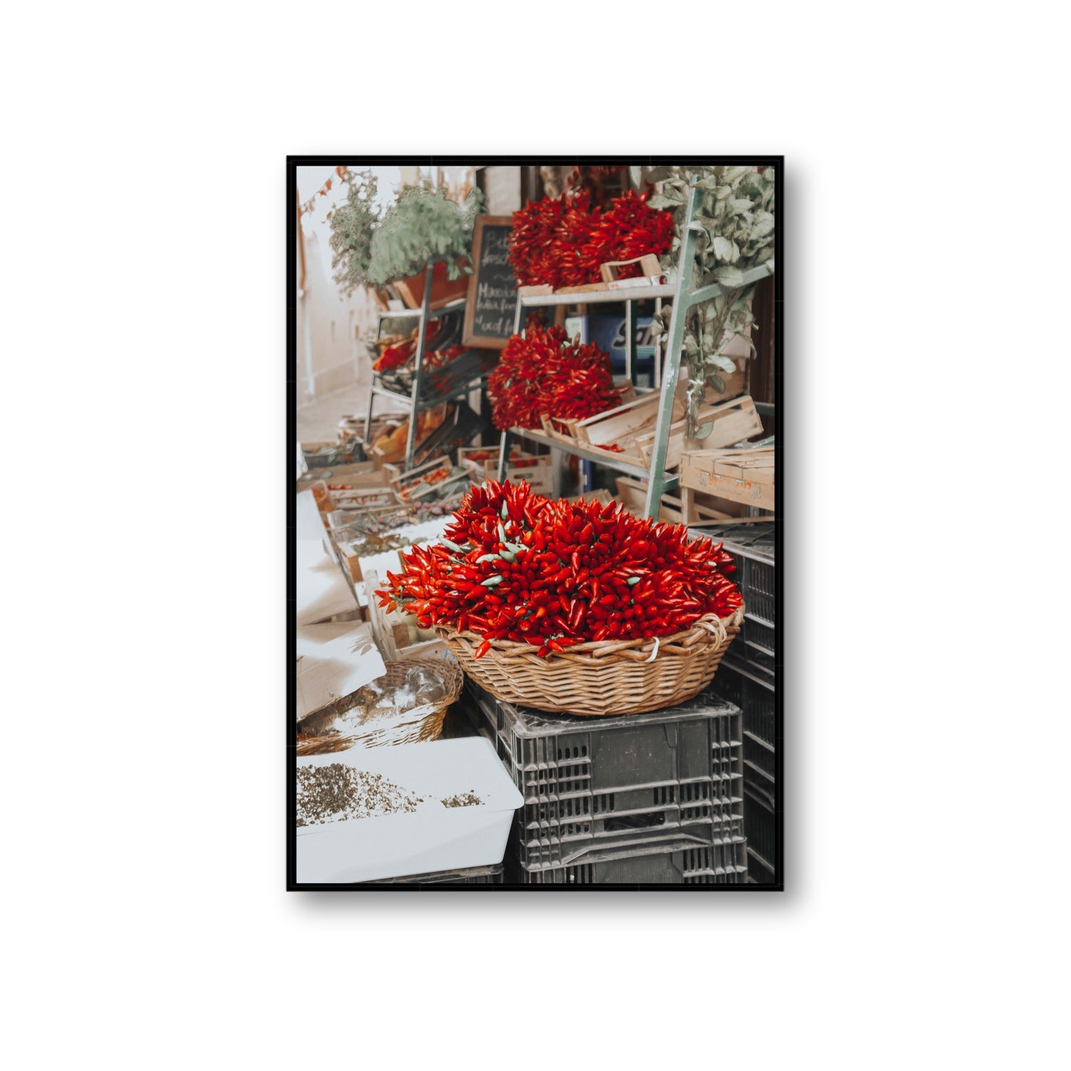 Fiery Cluster Puglia Italian wall art Giant fine art canvas in black float frame