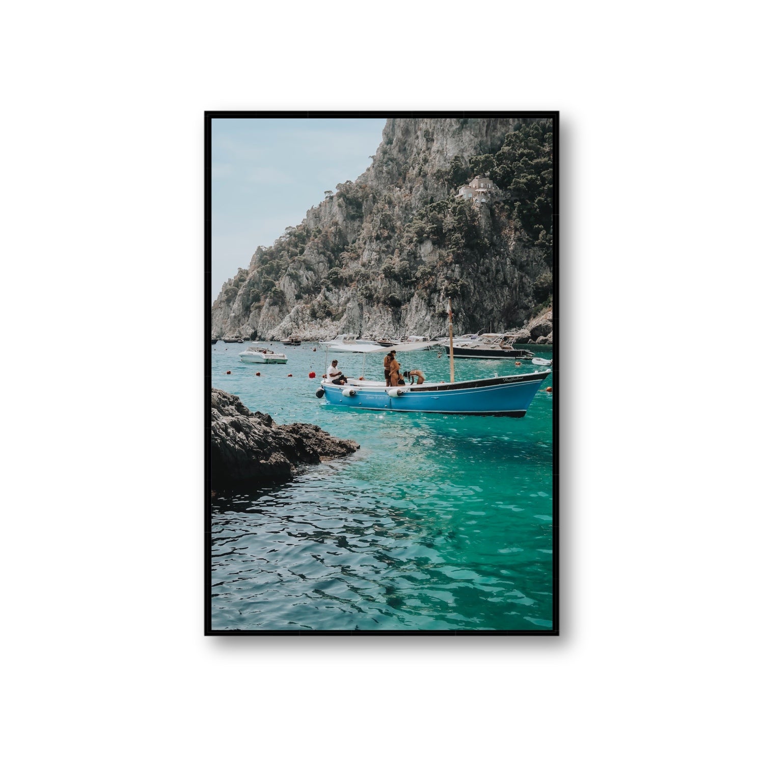 Emerald Escape fine art print, Capri, Italy, Giant, Black Float Frame, Fine Art Canvas