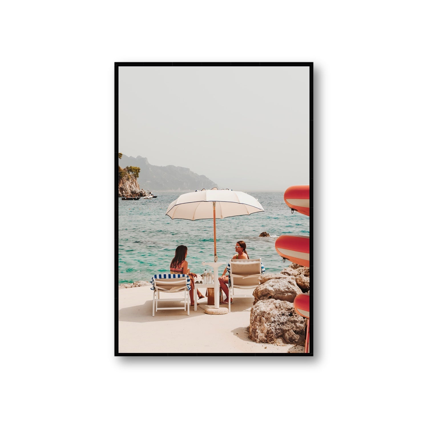 Salty Banter Amalfi Mediterranean wall art Giant fine art canvas in black float frame