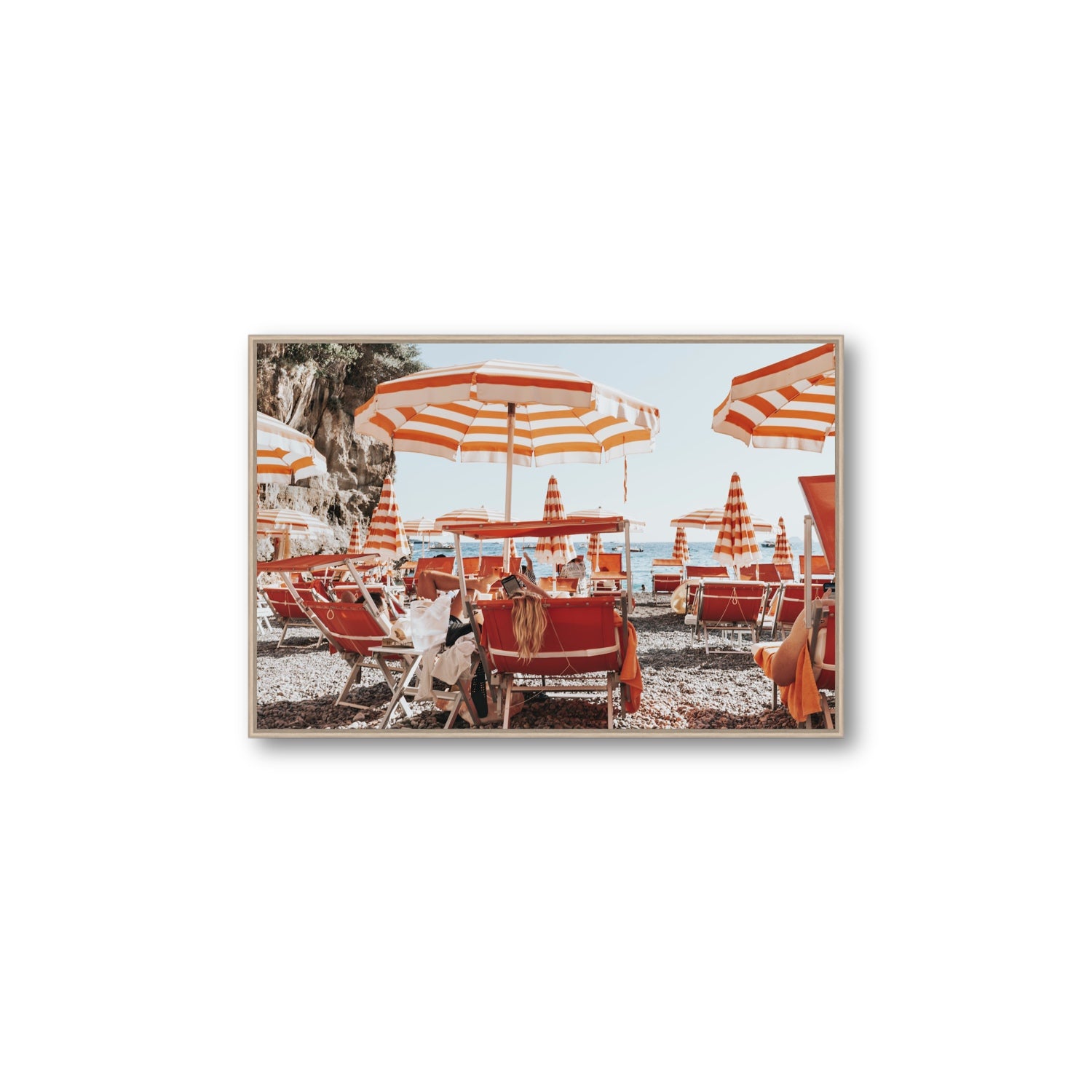 Digital Dreamer fine art print, Positano, Italy, Large, Natural Oak Float Frame, Fine Art Canvas
