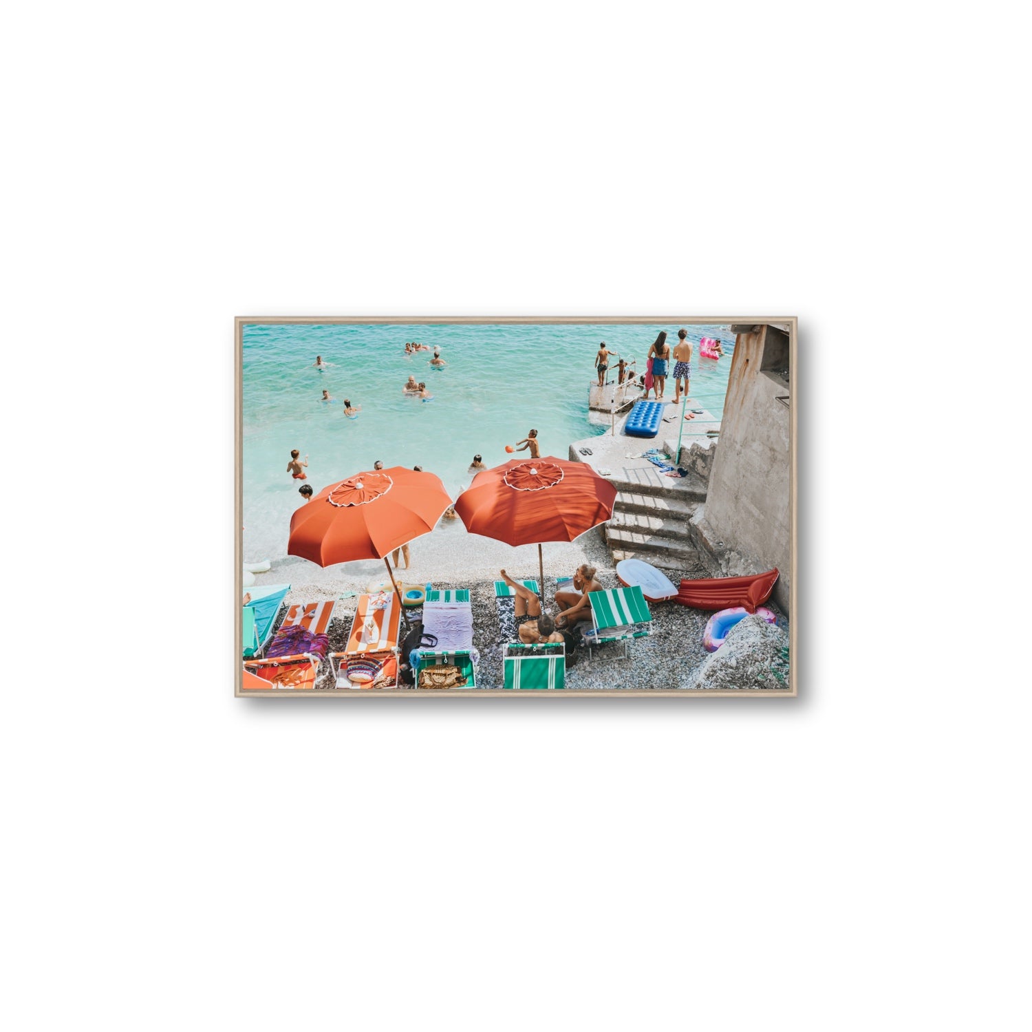 Water Wonderland fine art print, Capri, Italy, Large, Natural Oak Float Frame, Fine Art Canvas