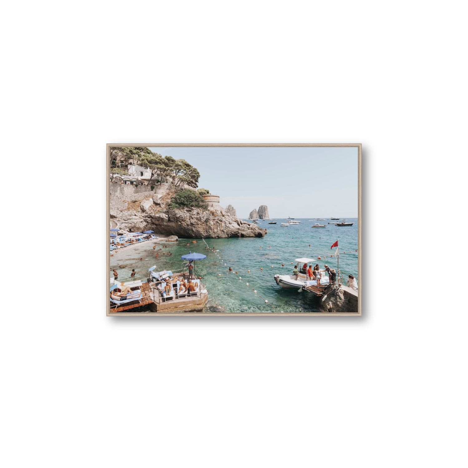Torre Saracena fine art print, Capri, Italy, Large, Natural Oak Float Frame, Fine Art Canvas
