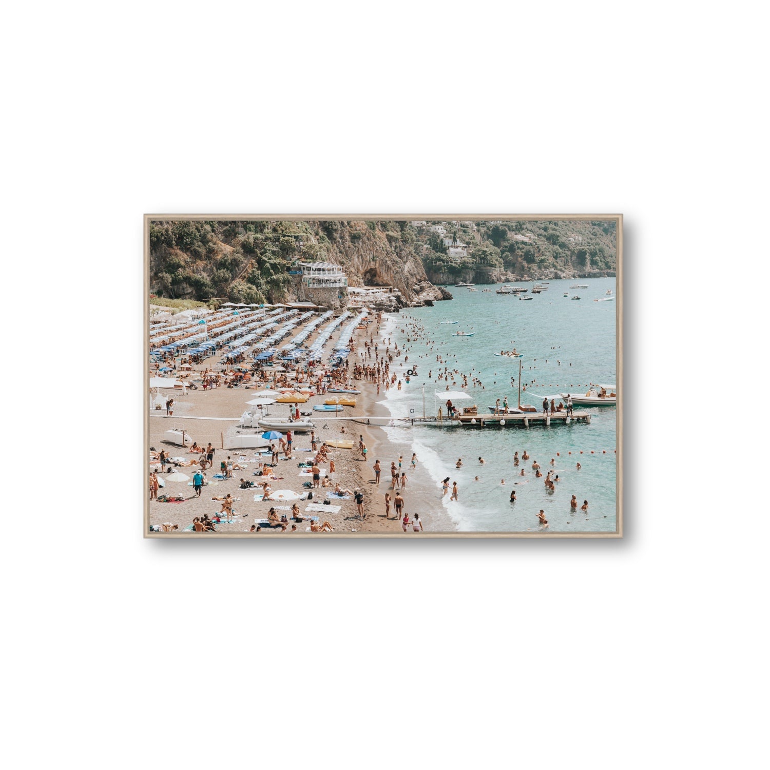 Vista Costiera fine art print, Positano, Italy, Extra Large, Natural Oak Float Frame, Fine Art Canvas