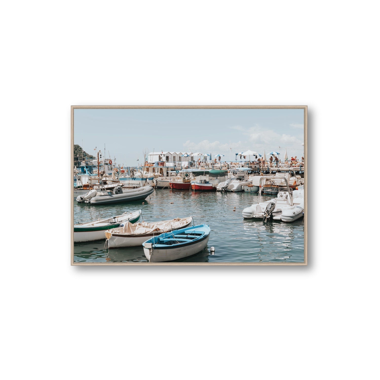 Antico Porto fine art print, Sorrento, Italy, Extra Large, Natural Oak Float Frame, Fine Art Canvas