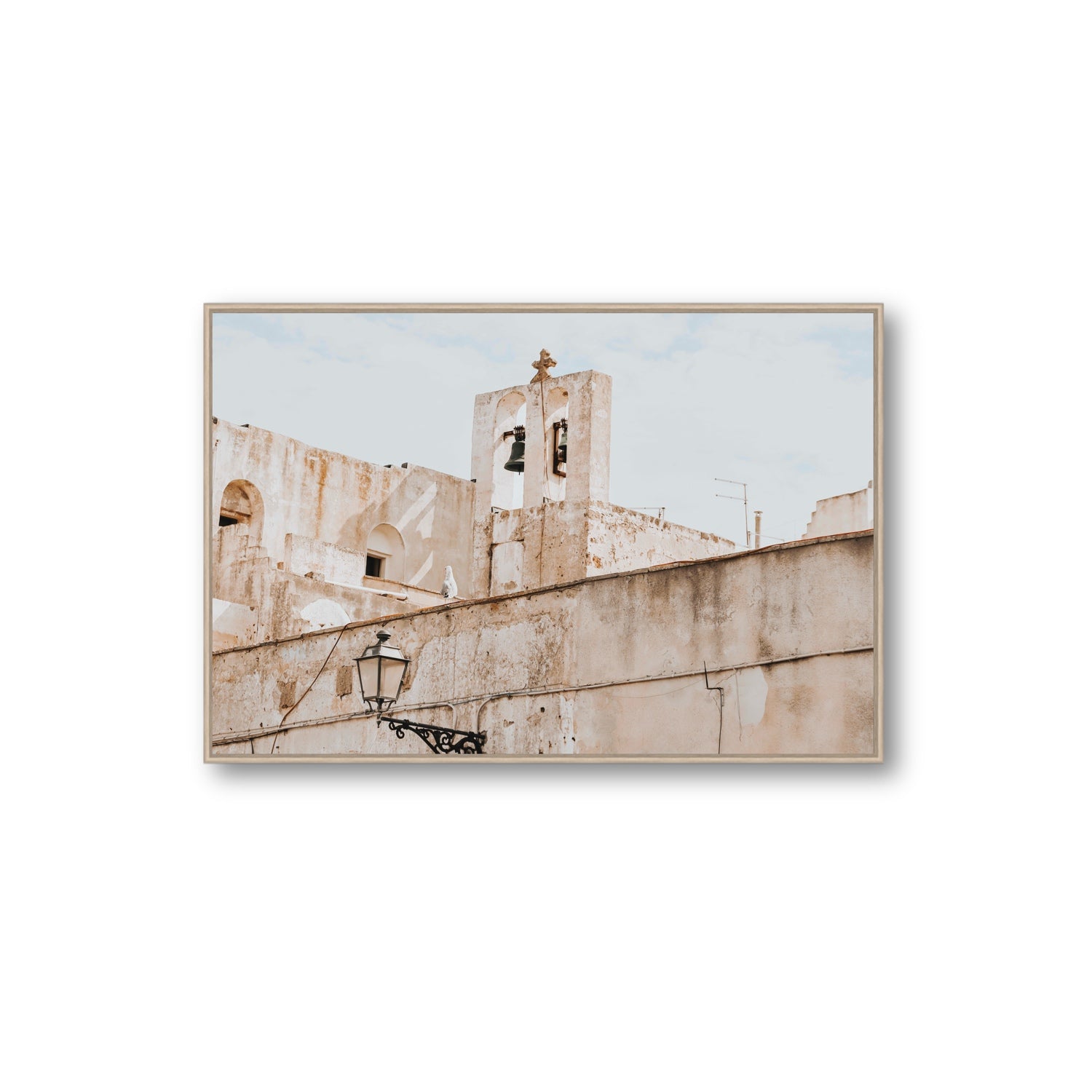 Ancient Bells Puglia Gallipoli Italian wall art Extra Large fine art canvas in natural oak float frame