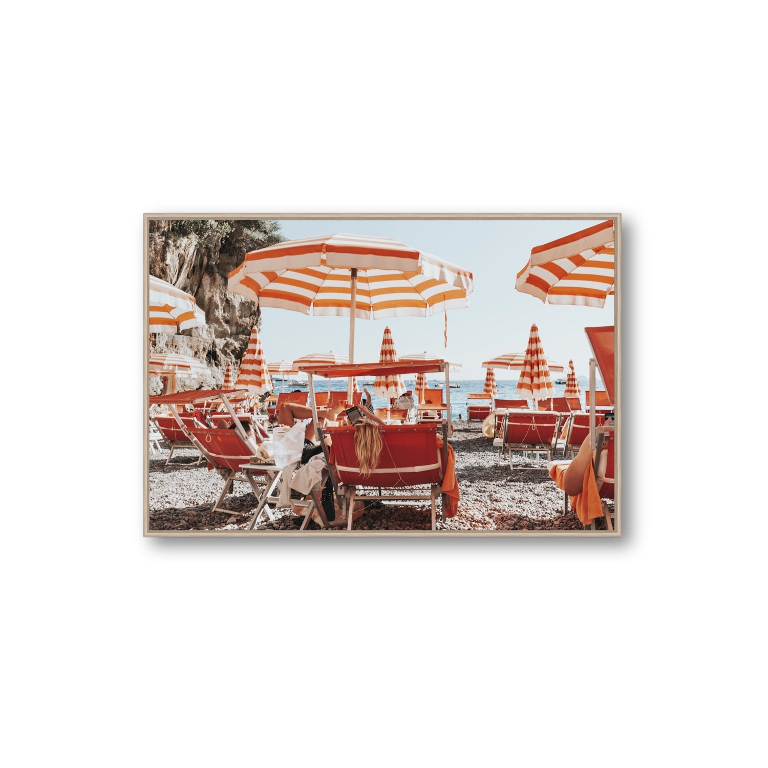 Digital Dreamer fine art print, Positano, Italy, Extra Large, Natural Oak Float Frame, Fine Art Canvas