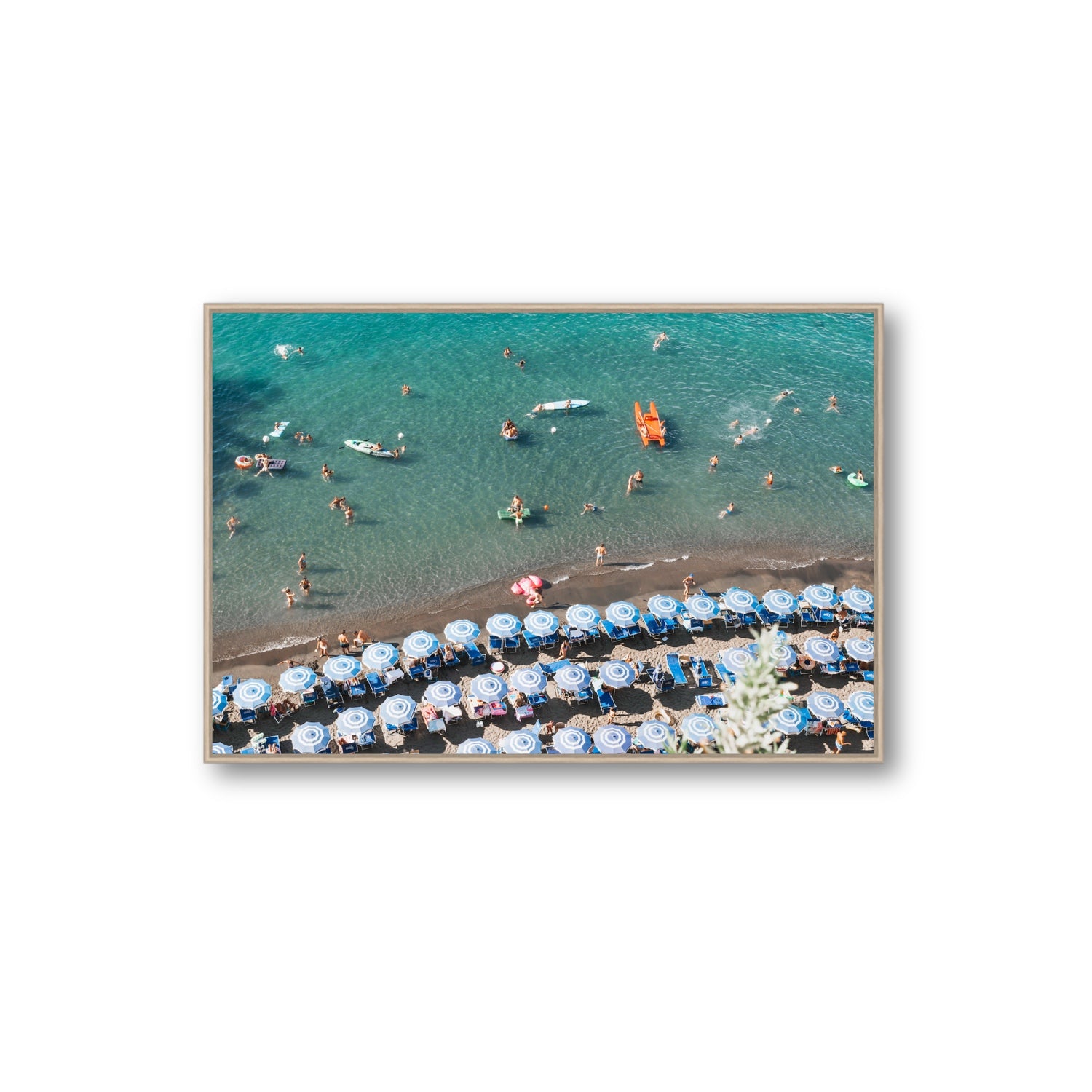 The Sea of Tranquility fine art print, Sorrento, Italy, Extra Large, Natural Oak Float Frame, Fine Art Canvas