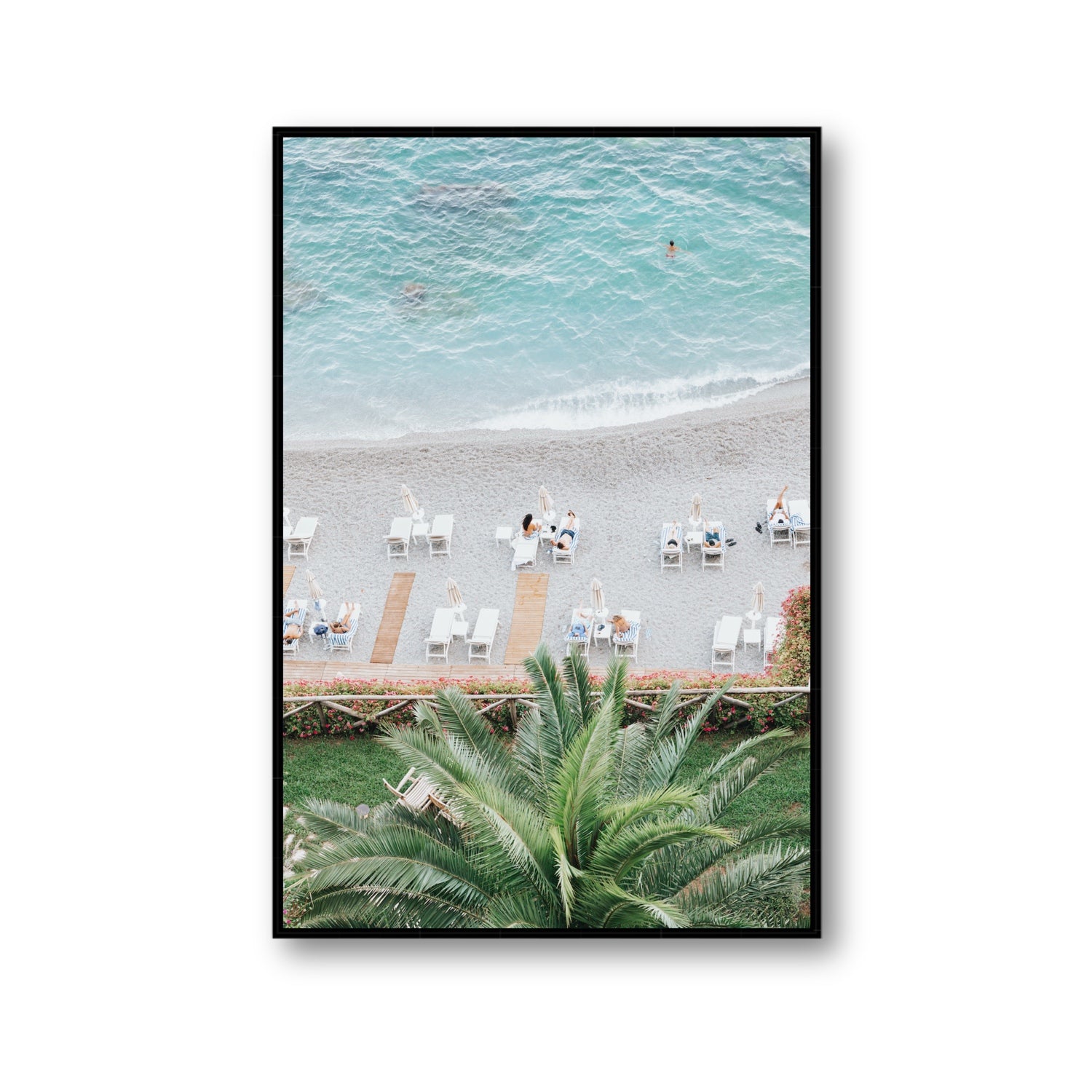 Paradiso Amalfi Mediterranean wall art Gallery fine art canvas in black float frame
