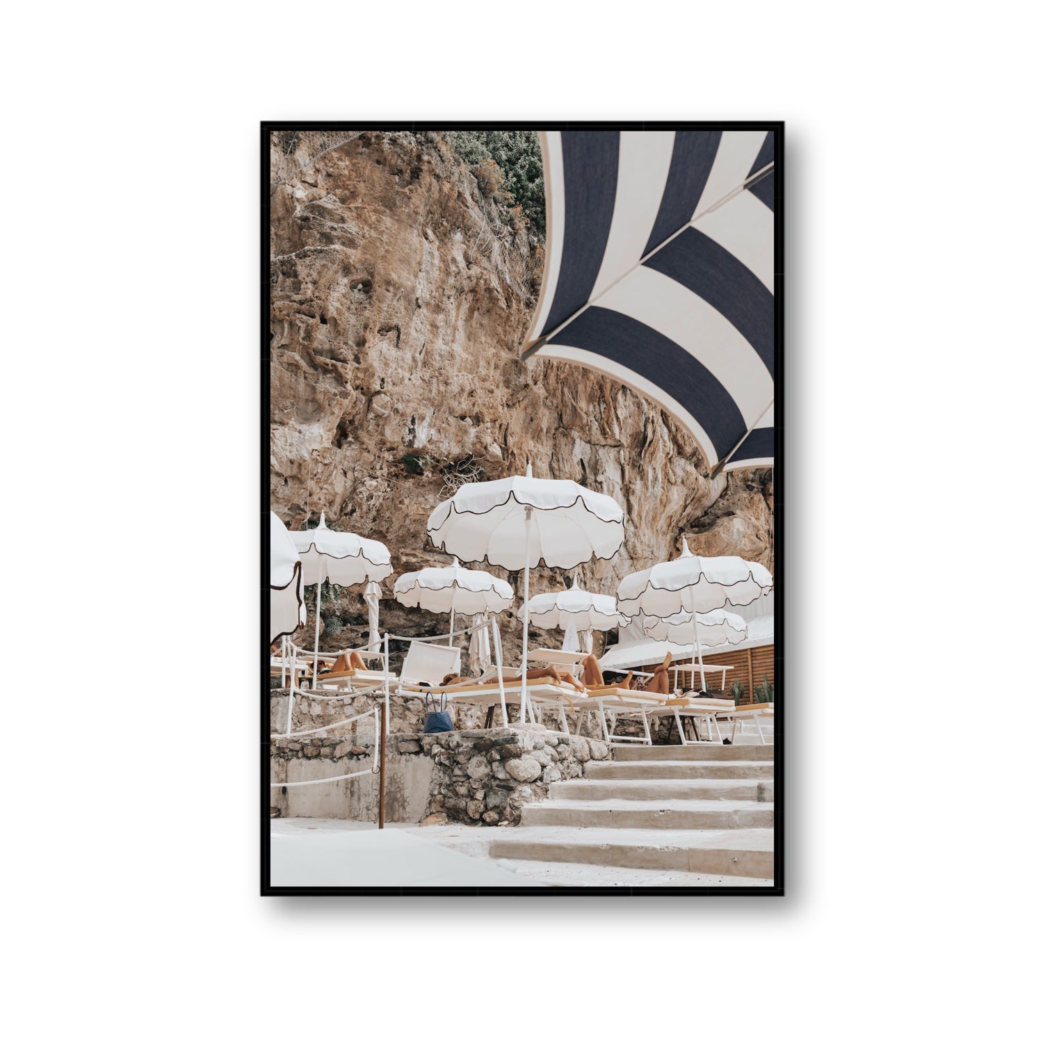 Rocky Refuge fine art print, Positano, Italy, Gallery, Black Float Frame, Fine Art Canvas