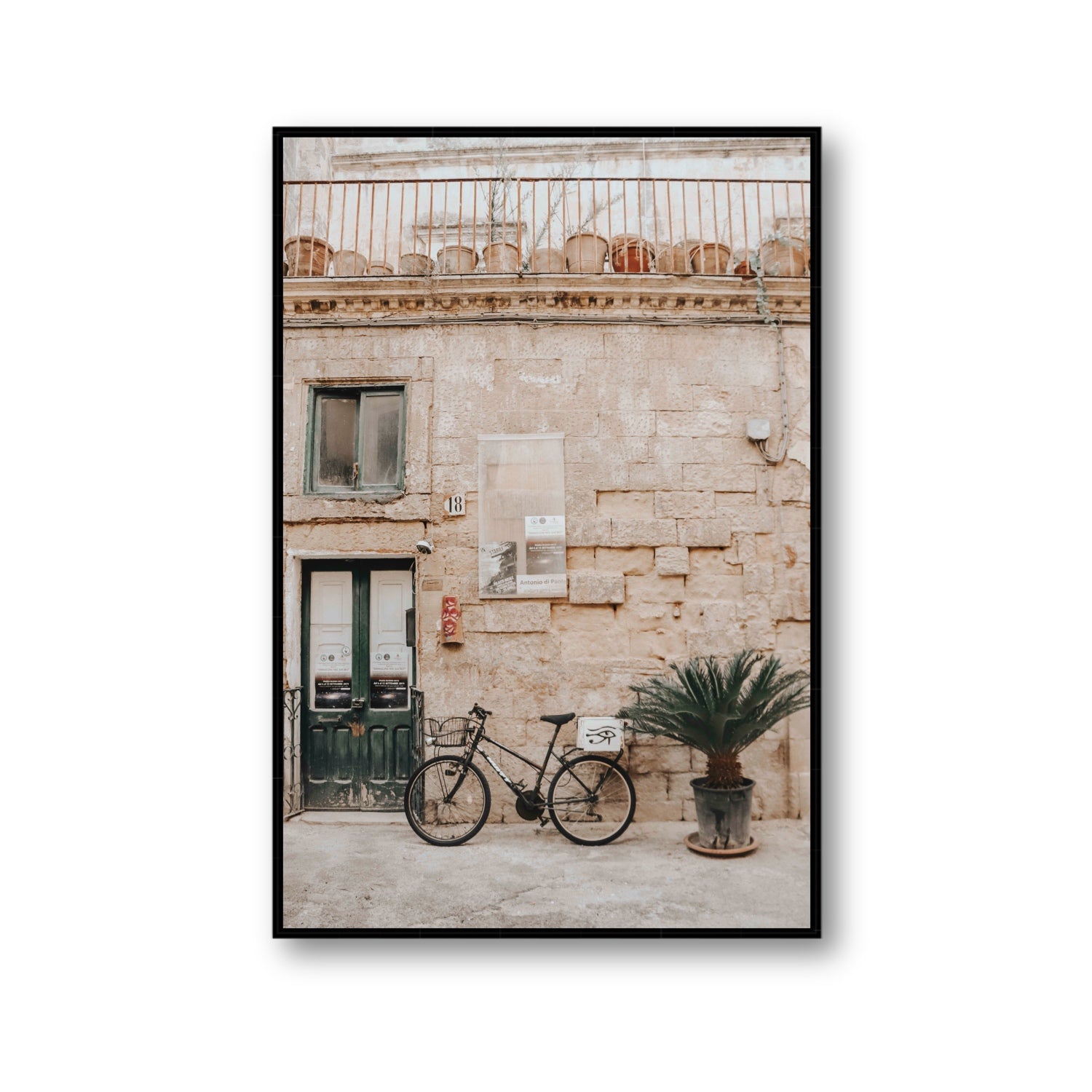 Golden Facades Puglia Lecce Italian wall art Gallery fine art canvas in black float frame