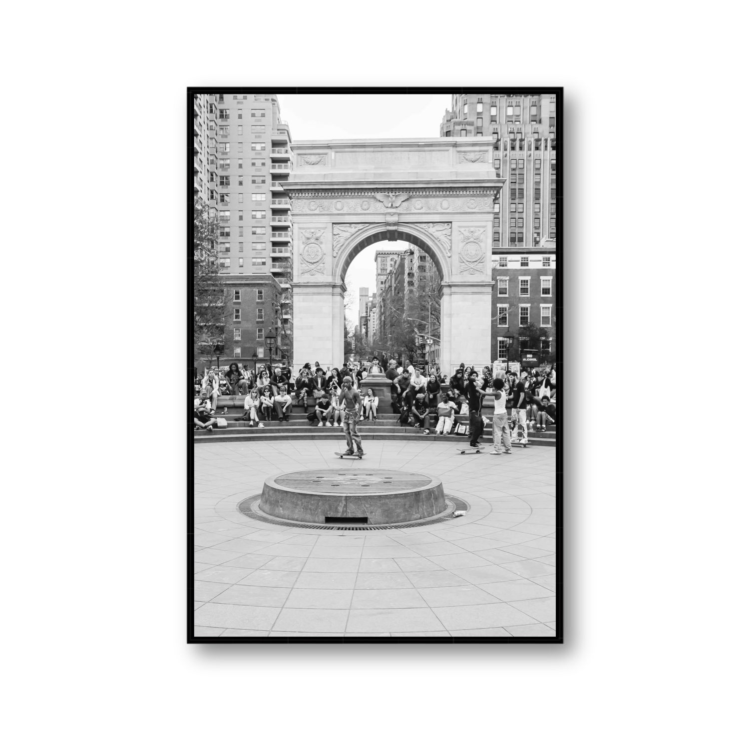 Concrete Conqueror New York NYC Skateboard wall art Gallery fine art canvas in black float frame