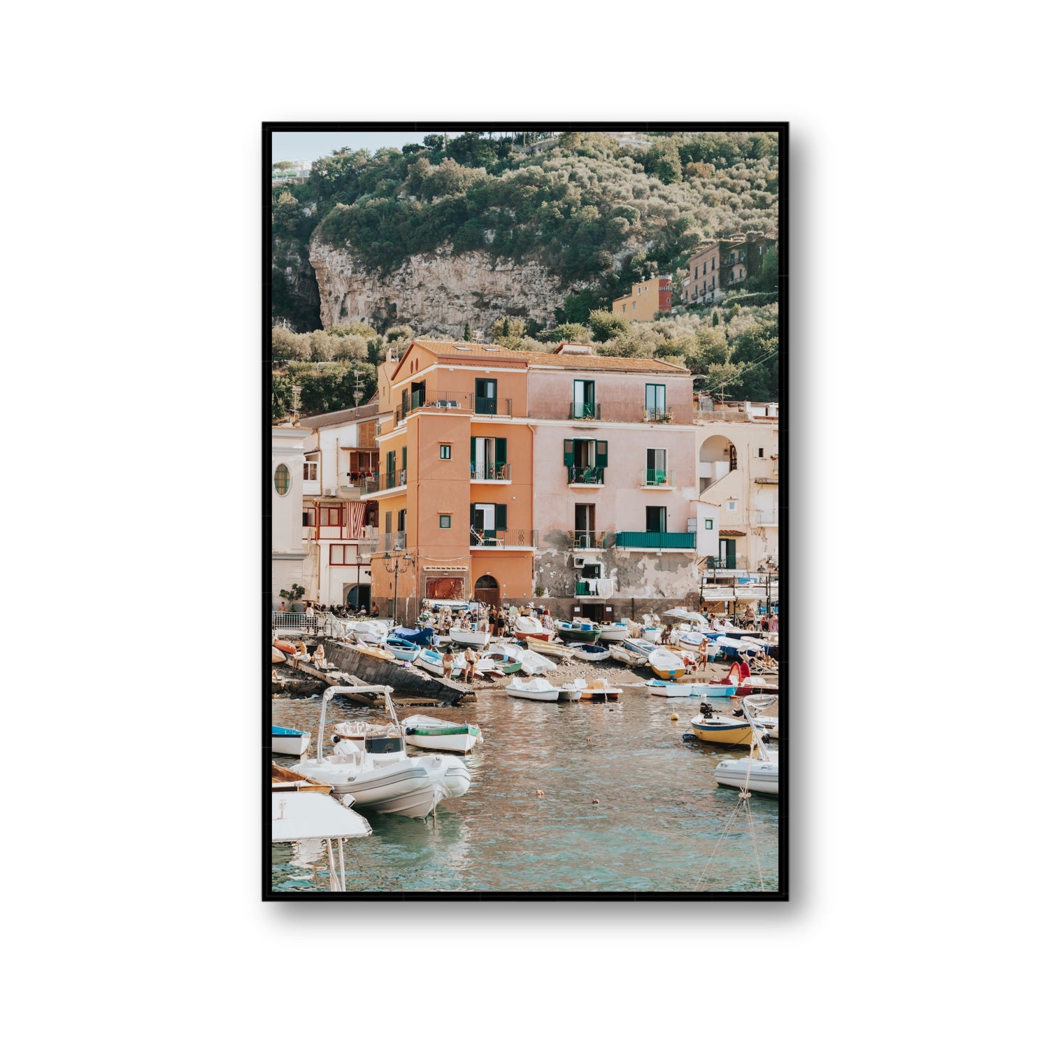 Boatyard Bliss fine art print, Sorrento, Italy, Gallery, Black Float Frame, Fine Art Canvas