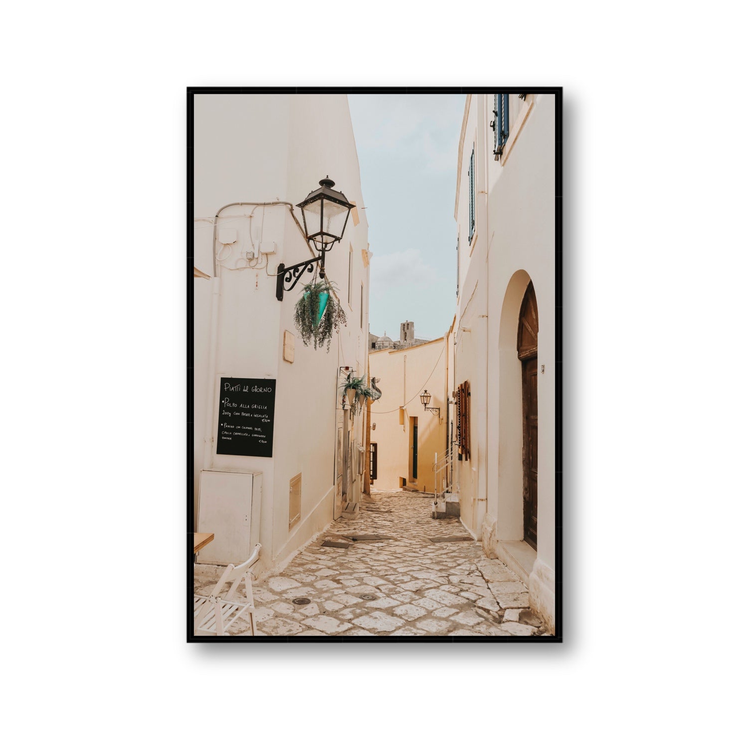 Twilight Passage Puglia Italian wall art Gallery fine art canvas in black float frame