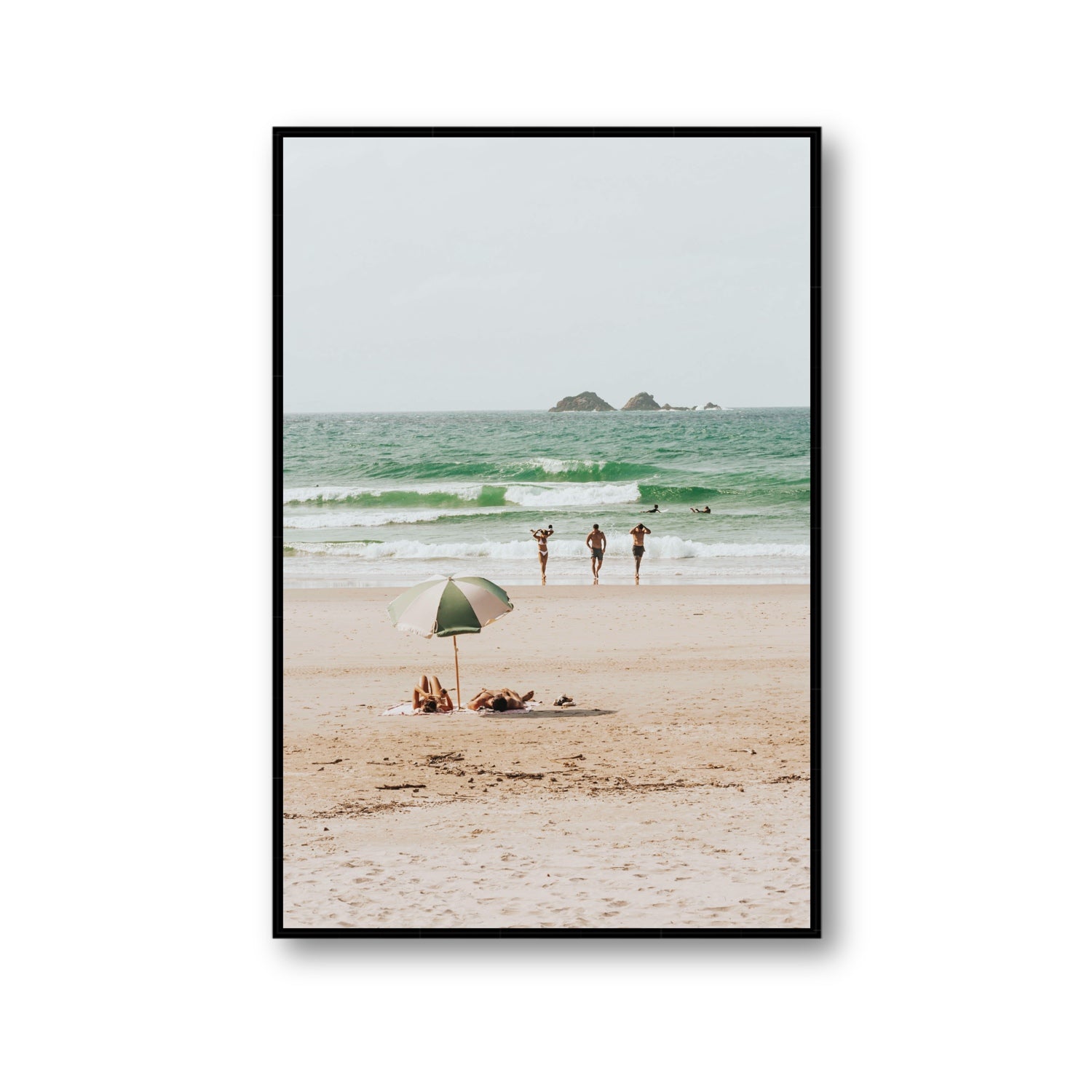 Escape The Ordinary Byron Bay coastal decor wall art Gallery fine art canvas in black float frame