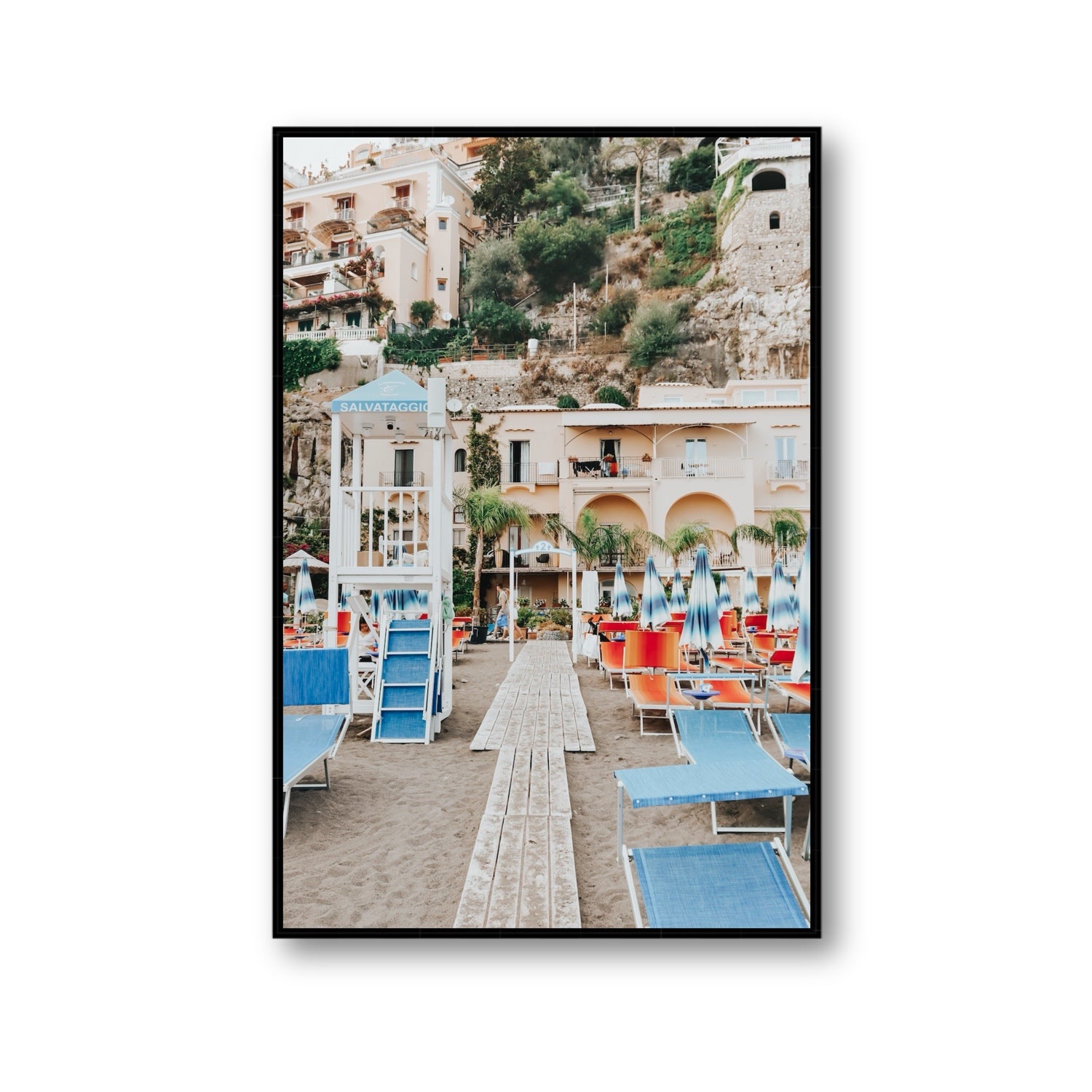 Torre Di Salvataggio fine art print, Positano, Italy, Gallery, Black Float Frame, Fine Art Canvas