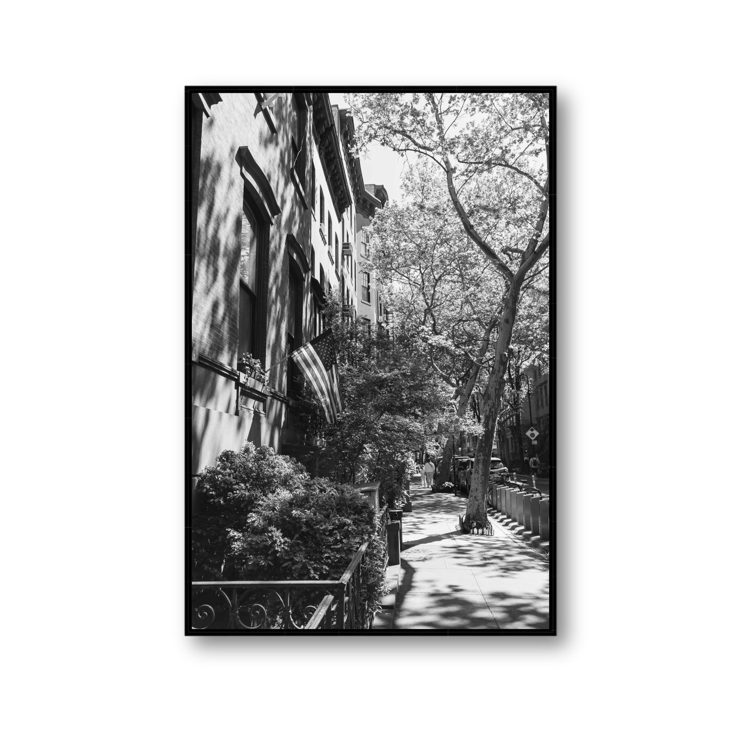 Urban Patriotism New York NYC Black & White wall art Gallery fine art canvas in black float frame