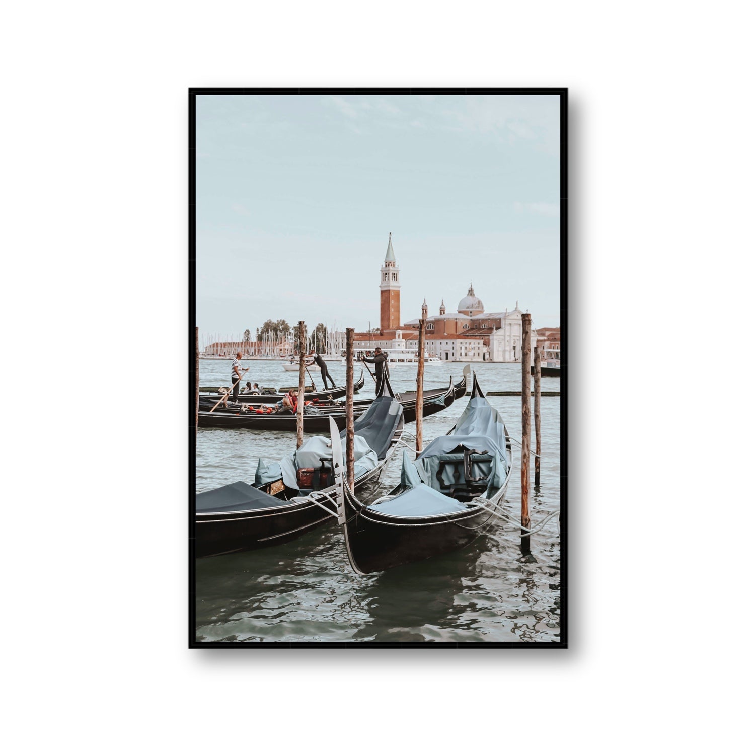 Italian Commute Venice Italian Mediterranean decor wall art Gallery fine art canvas in black float frame