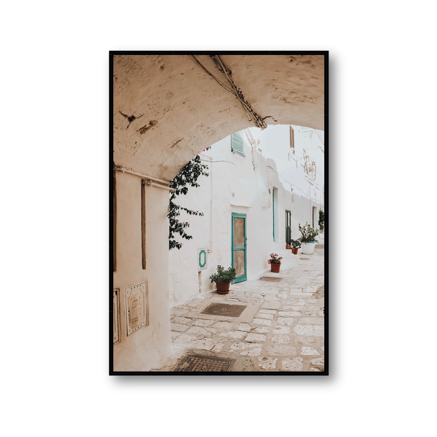 La Citta Bianca Puglia La Città Bianca wall art Gallery fine art canvas in black float frame