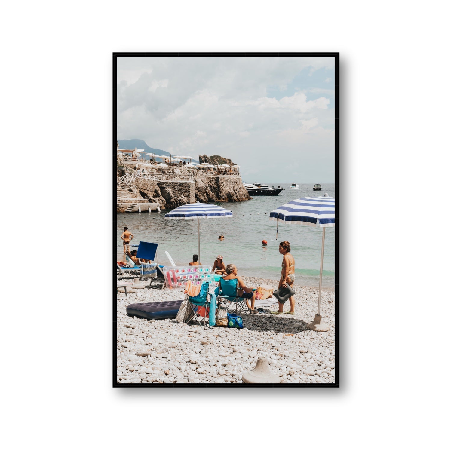 Couple Goals Nerano Amalfi Coast coastal wall art Gallery fine art canvas in black float frame
