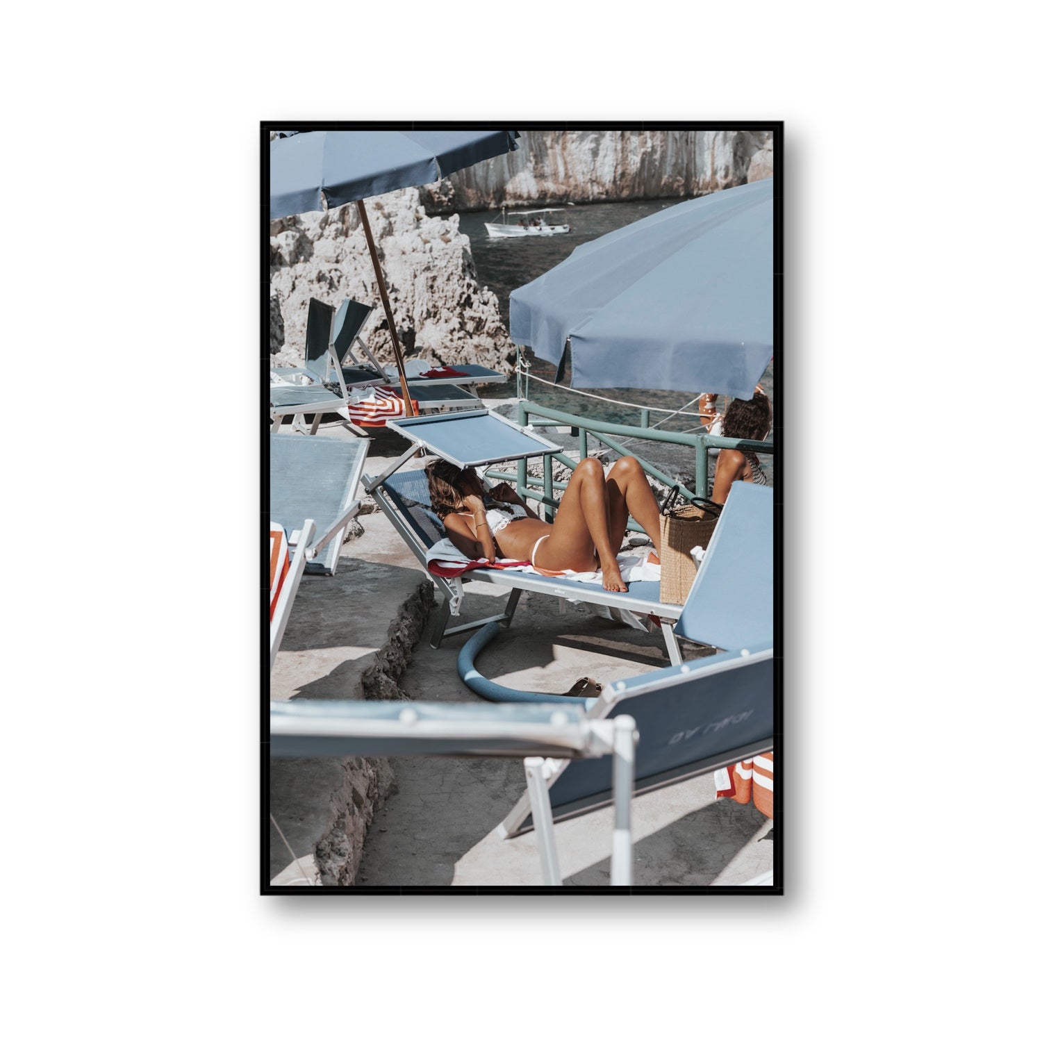 Beach Babe fine art print, Capri, Italy, Gallery, Black Float Frame, Fine Art Canvas