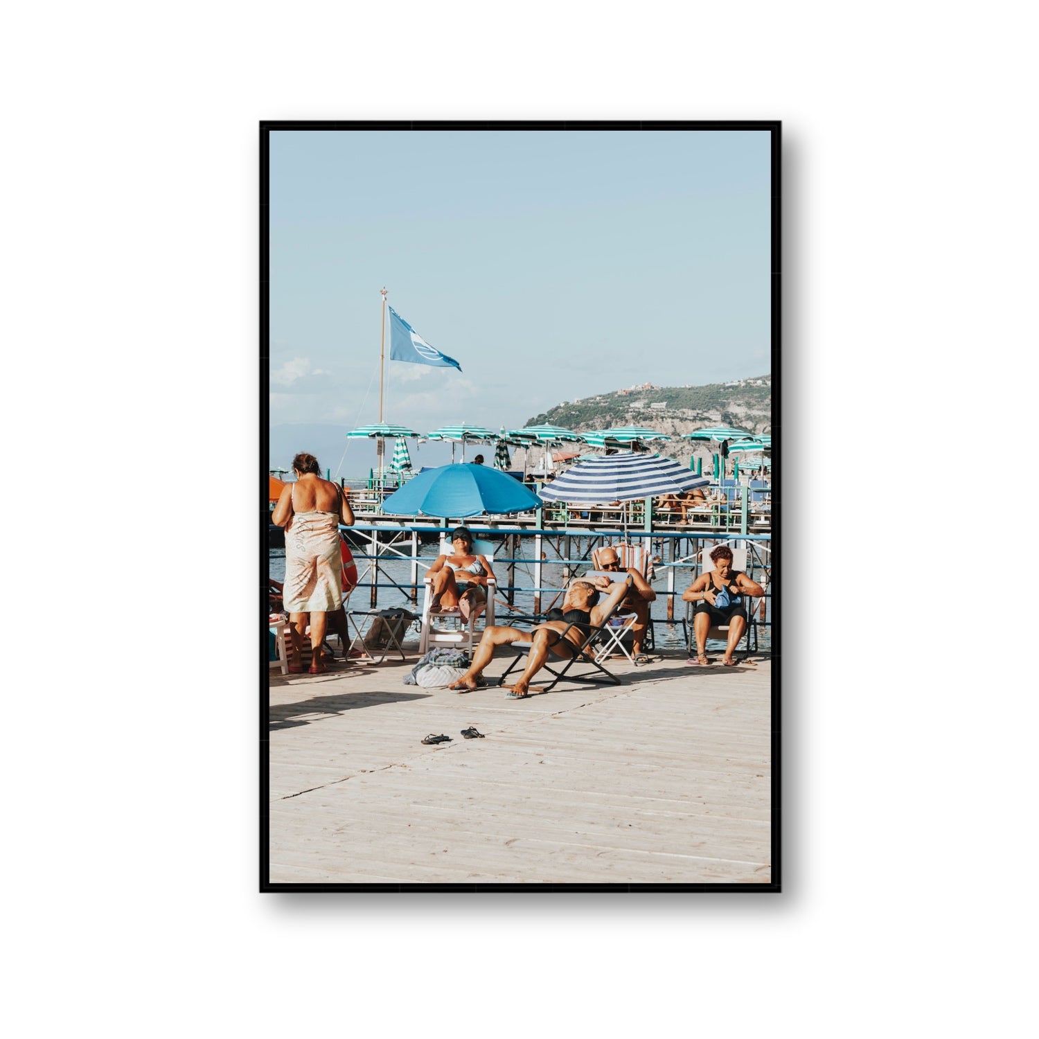 The Golden Years Sorrento Italian wall art Gallery fine art canvas in black float frame