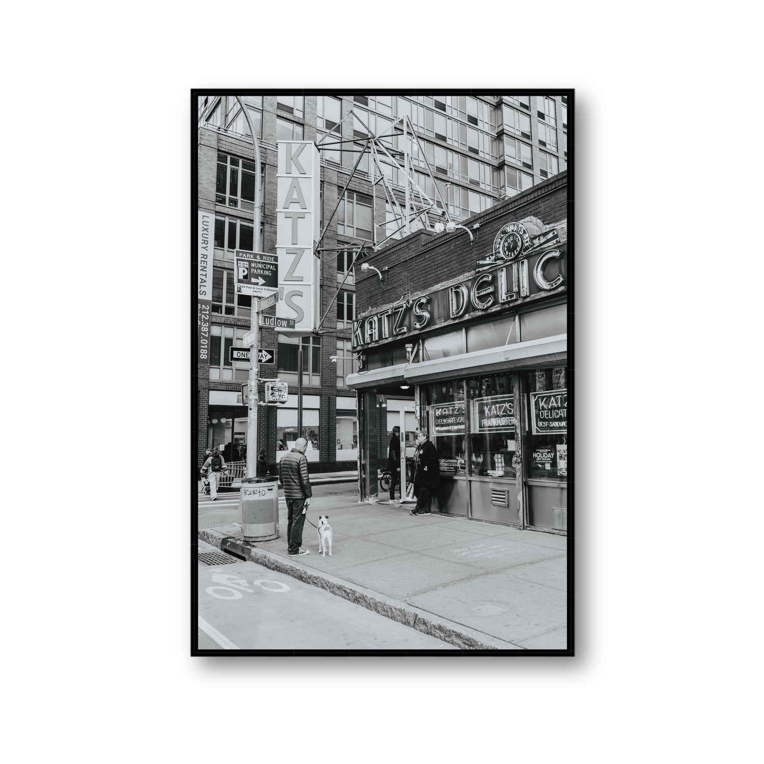 Graphite Gotham New York NYC Black & White wall art Gallery fine art canvas in black float frame
