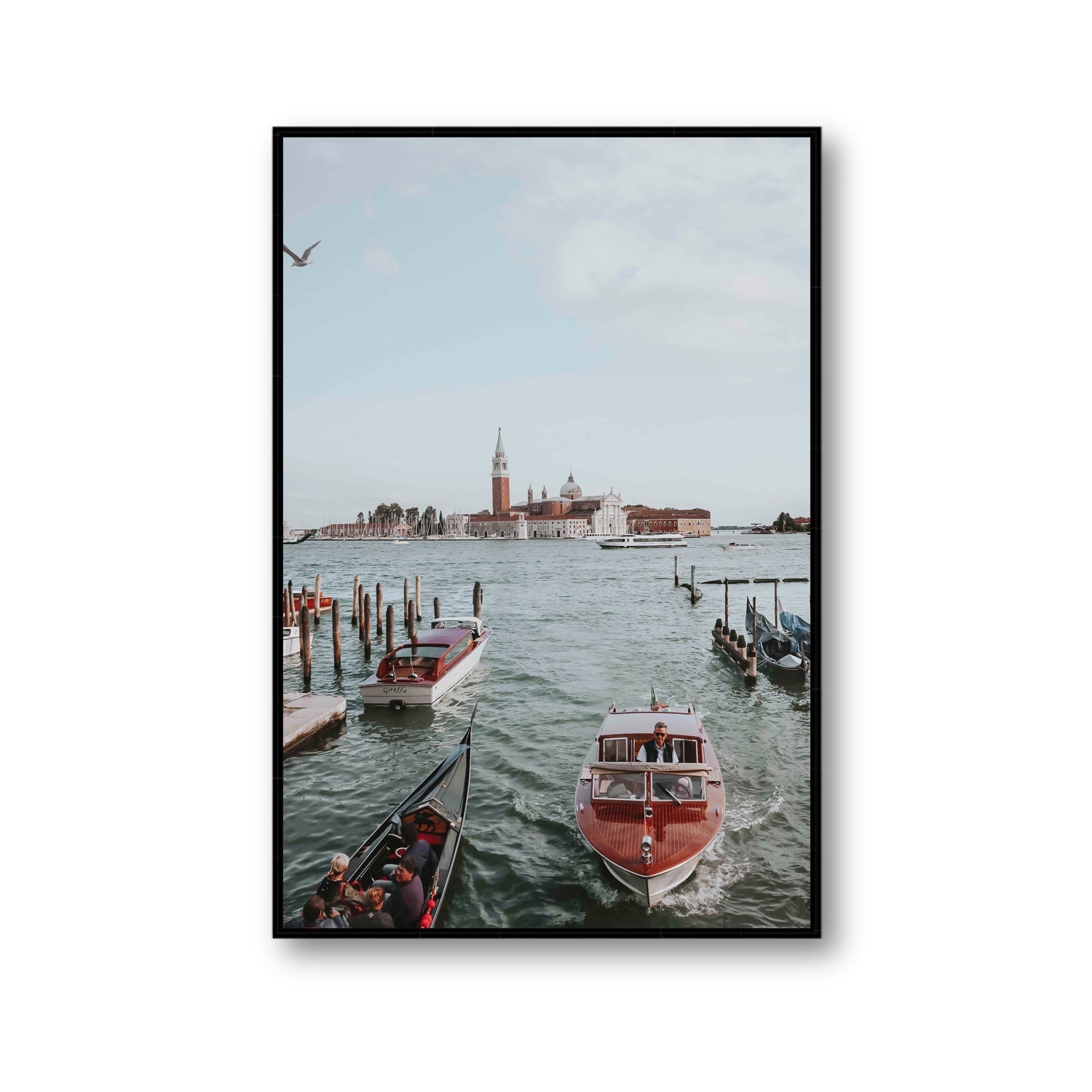 Galleggiante Venice Italian wall art Gallery fine art canvas in black float frame