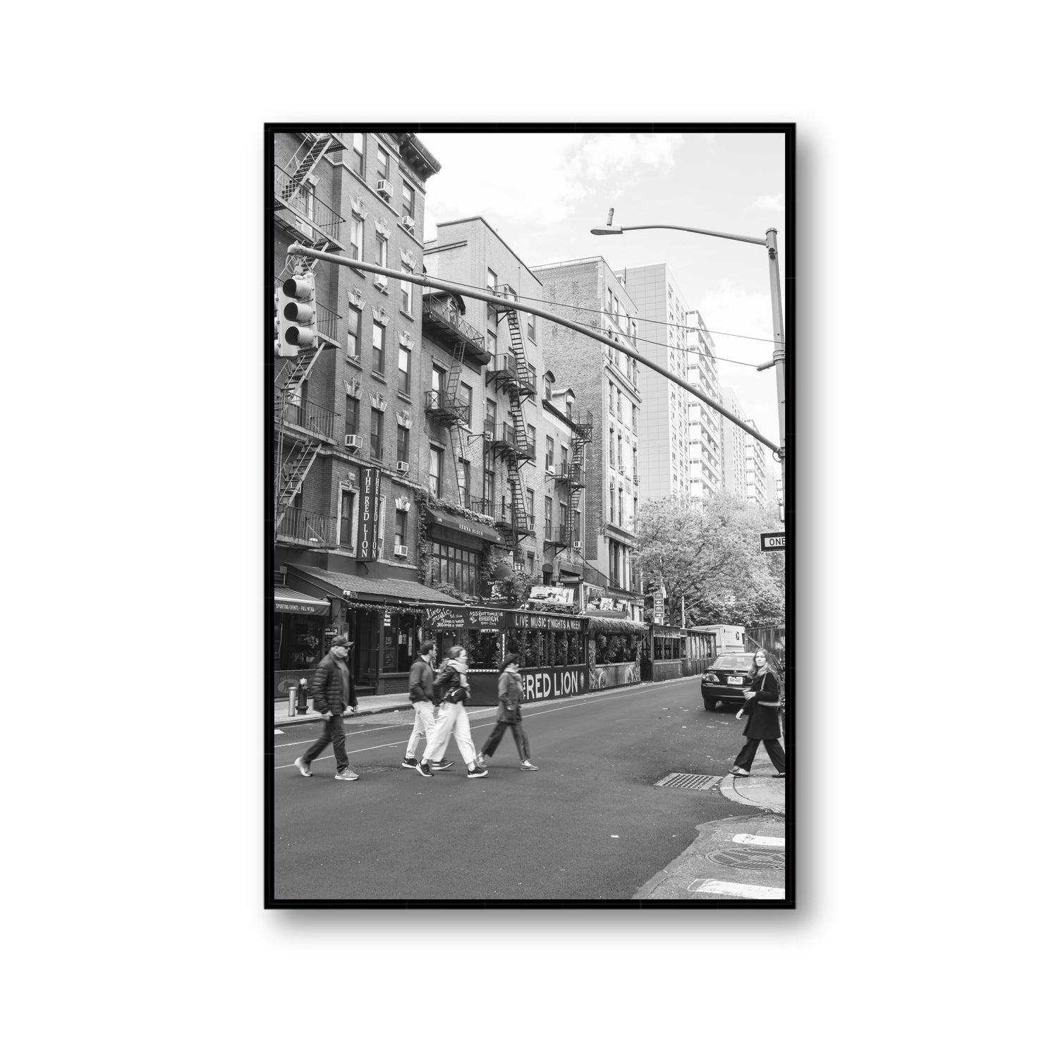 Spectral Streets New York NYC Black & White wall art Gallery fine art canvas in black float frame