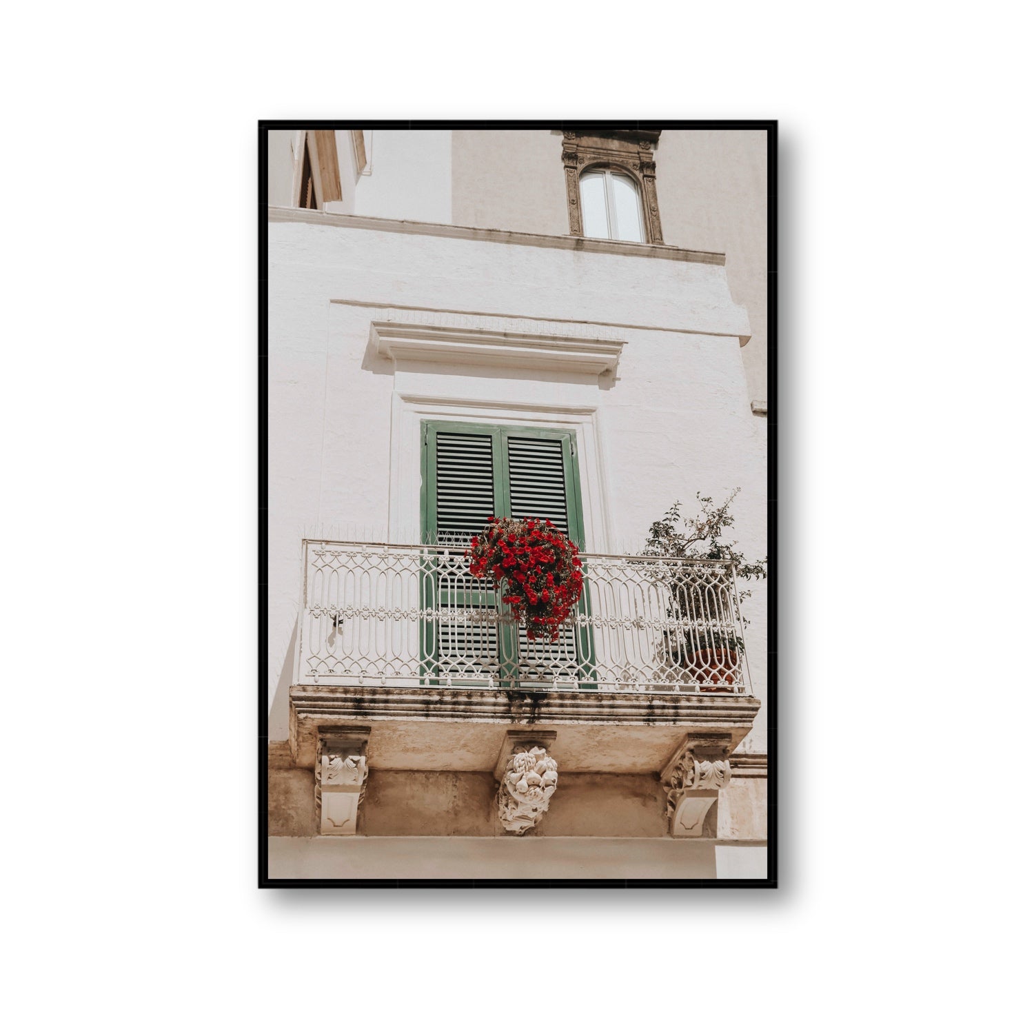 Balcone Estivo Puglia Italian wall art Gallery fine art canvas in black float frame