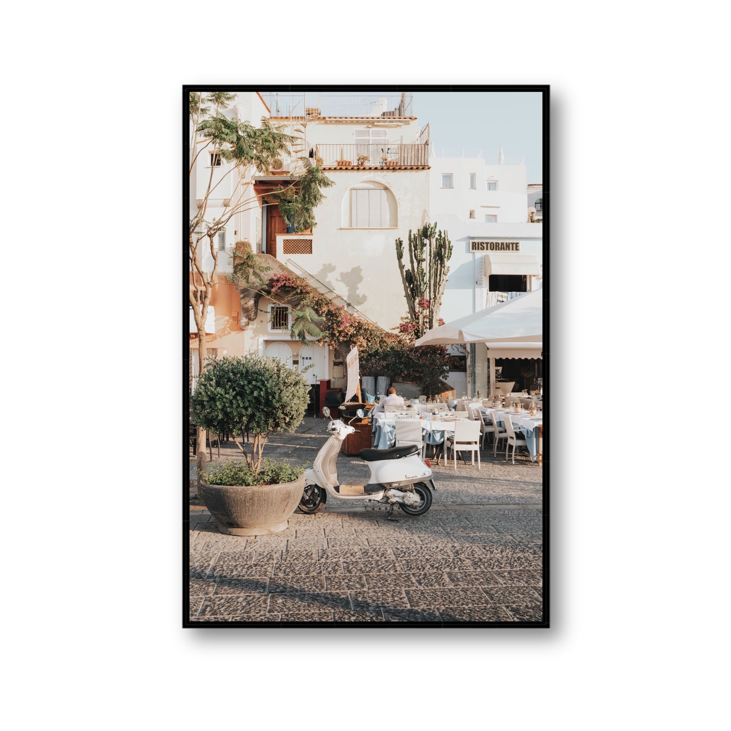 Ristorante Ischia Italian Mediterranean decor wall art Gallery fine art canvas in black float frame