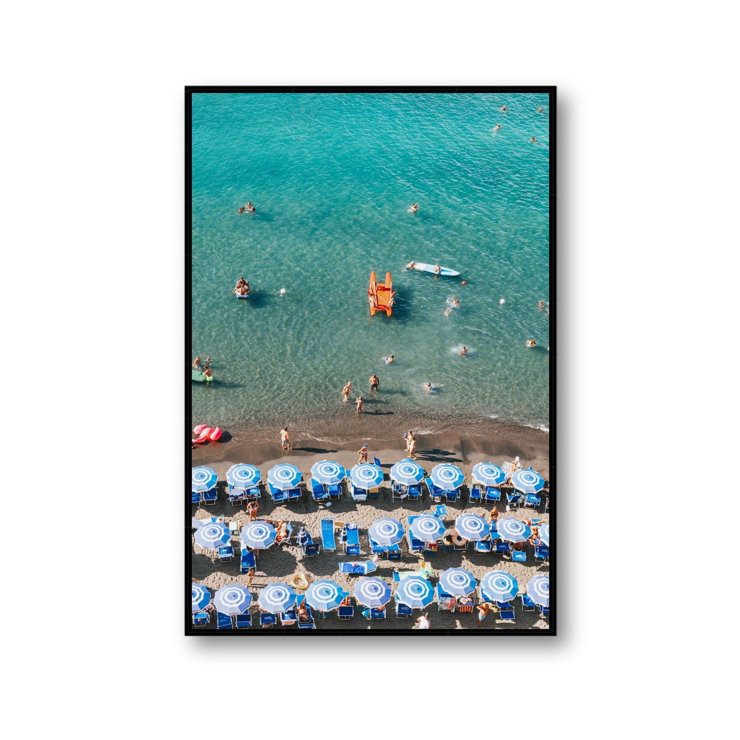 Aquamarine Oasis Sorrento Italian coastal wall art Gallery fine art canvas in black float frame