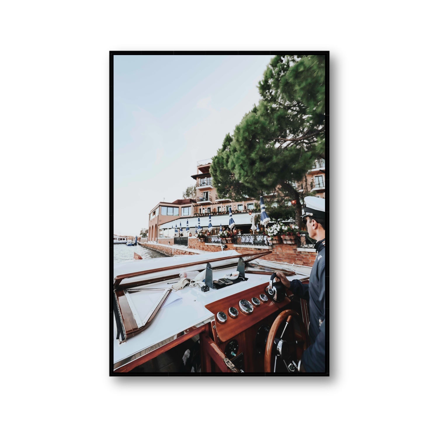 The Driver Venice Canal Italian wall art Gallery fine art canvas in black float frame