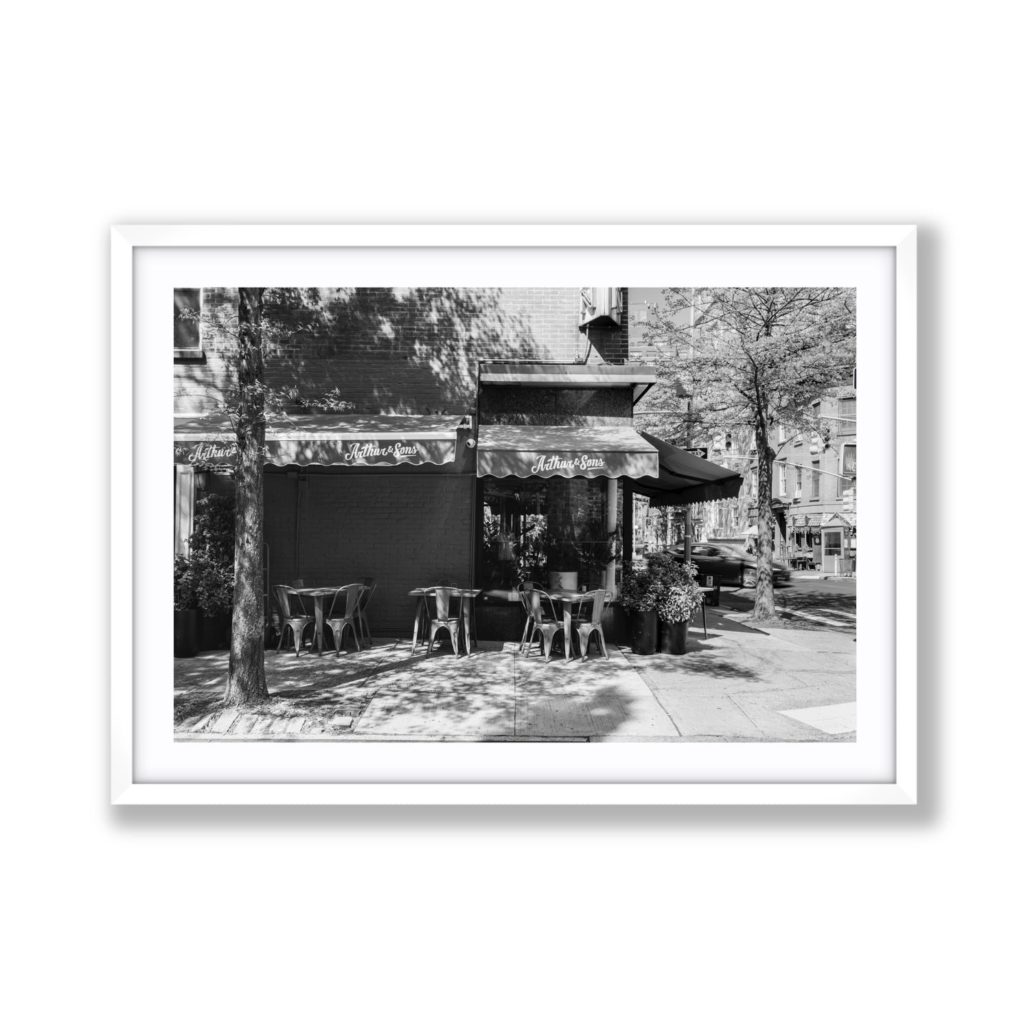 Arthur's Corner New York NYC Restaurant wall art Giant fine art print in white frame with matboard