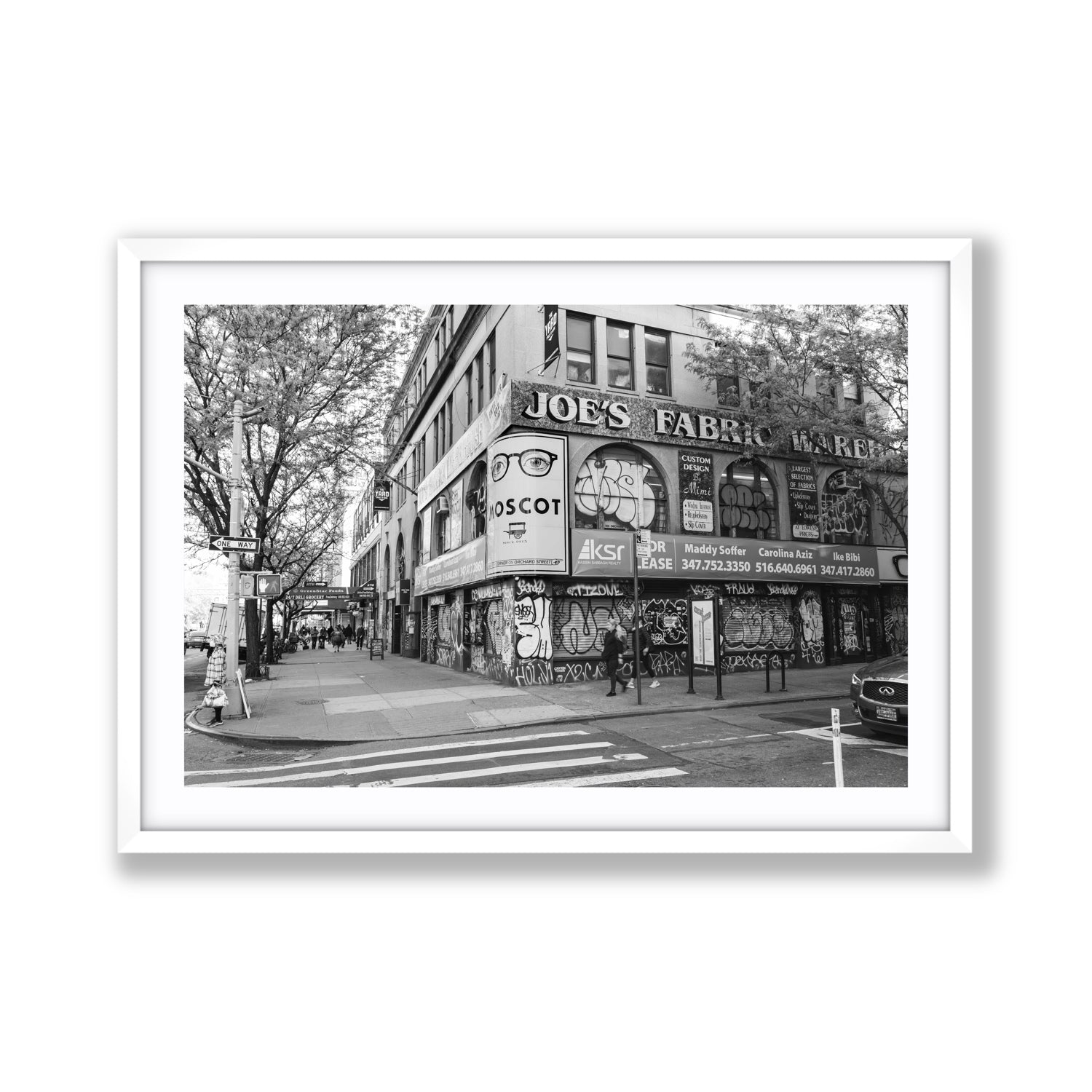 Wall Poetry New York NYC Black & White wall art Giant fine art print in white frame with matboard