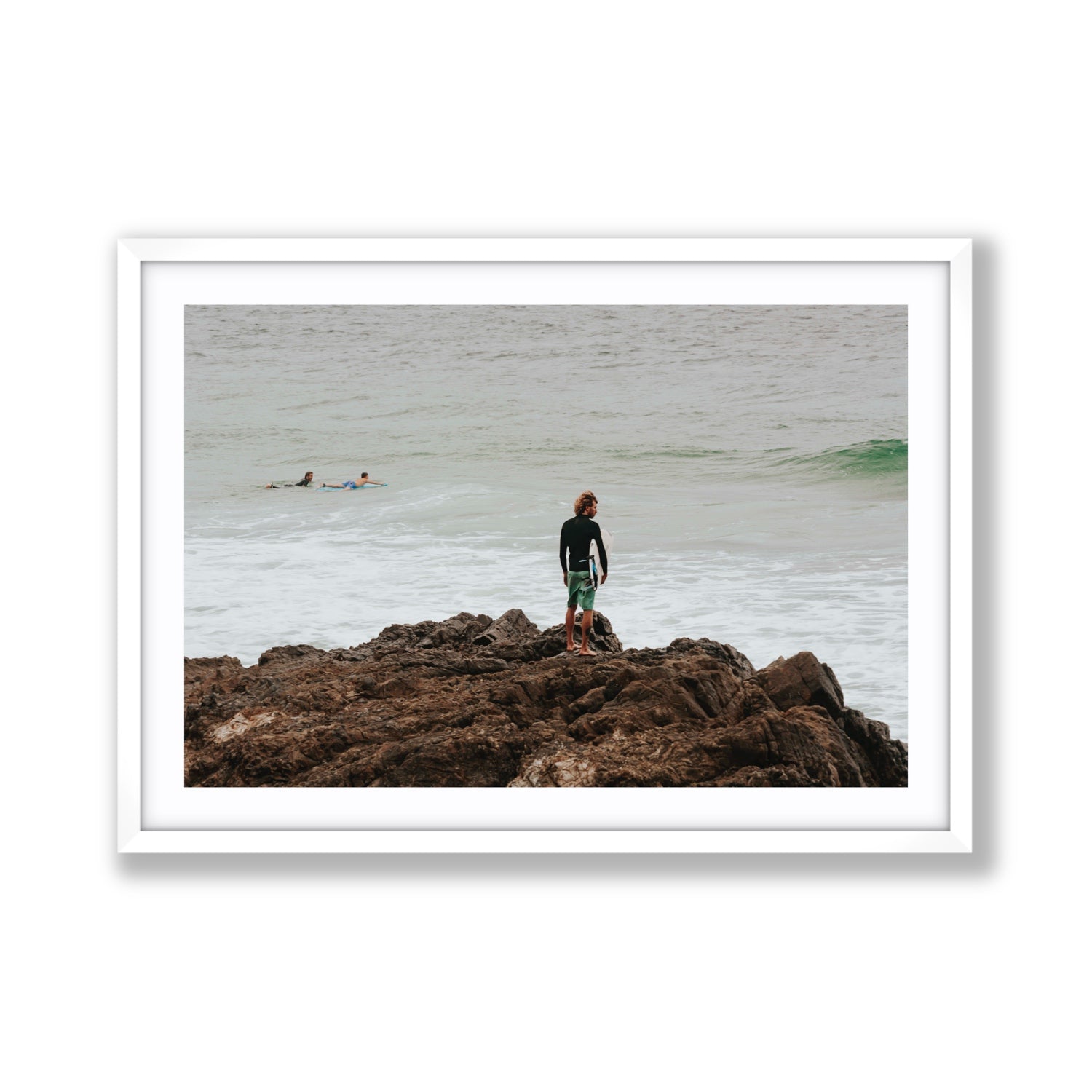 Let The Sea Set You Free Byron Bay Surf wall art Giant fine art print in white frame with matboard