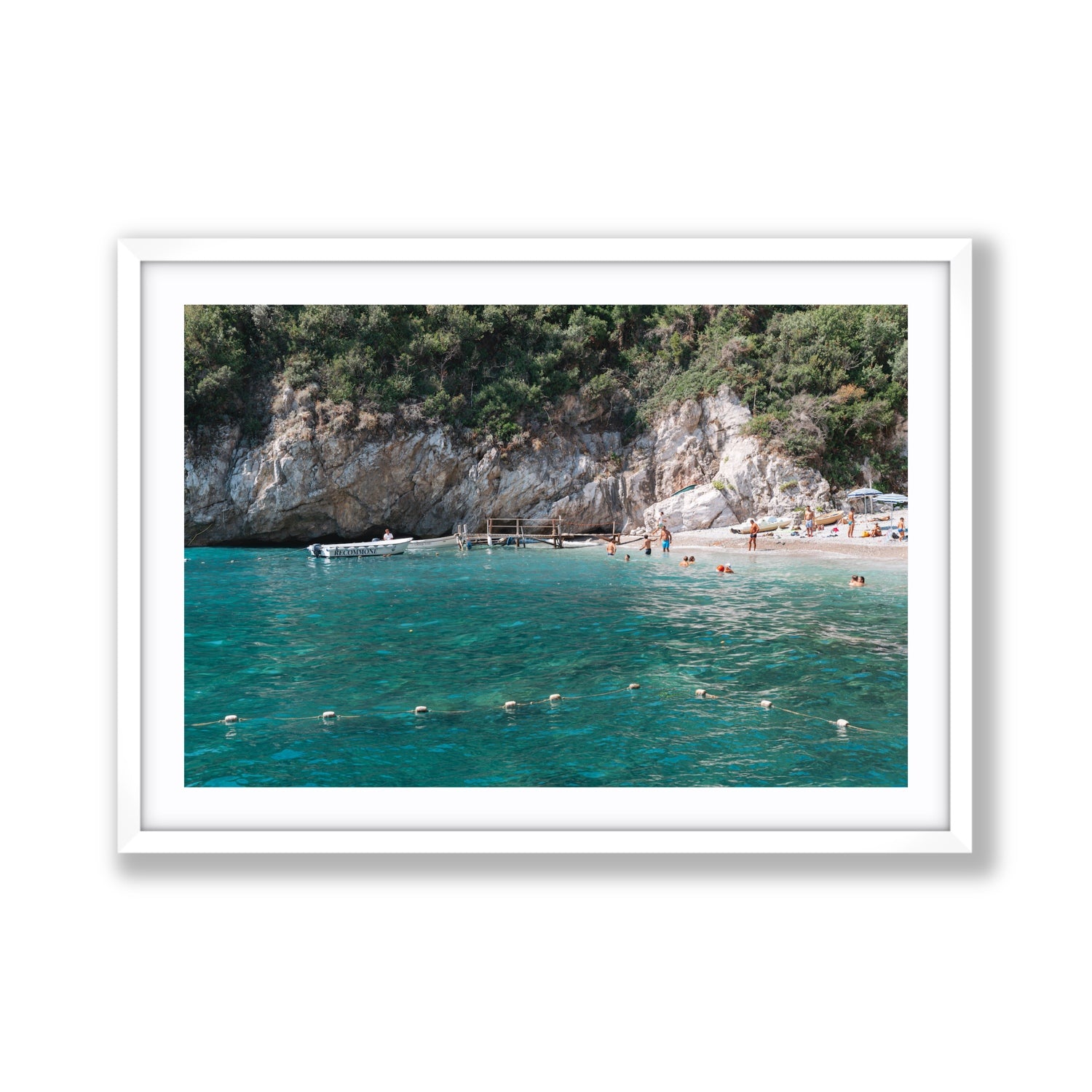 Azure Abyss Nerano wall art Giant fine art print in white frame with matboard