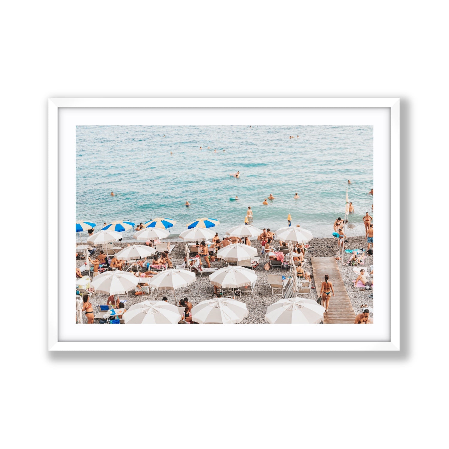 Dreamscape Amalfi Italian beach wall art Giant fine art print in white frame with matboard