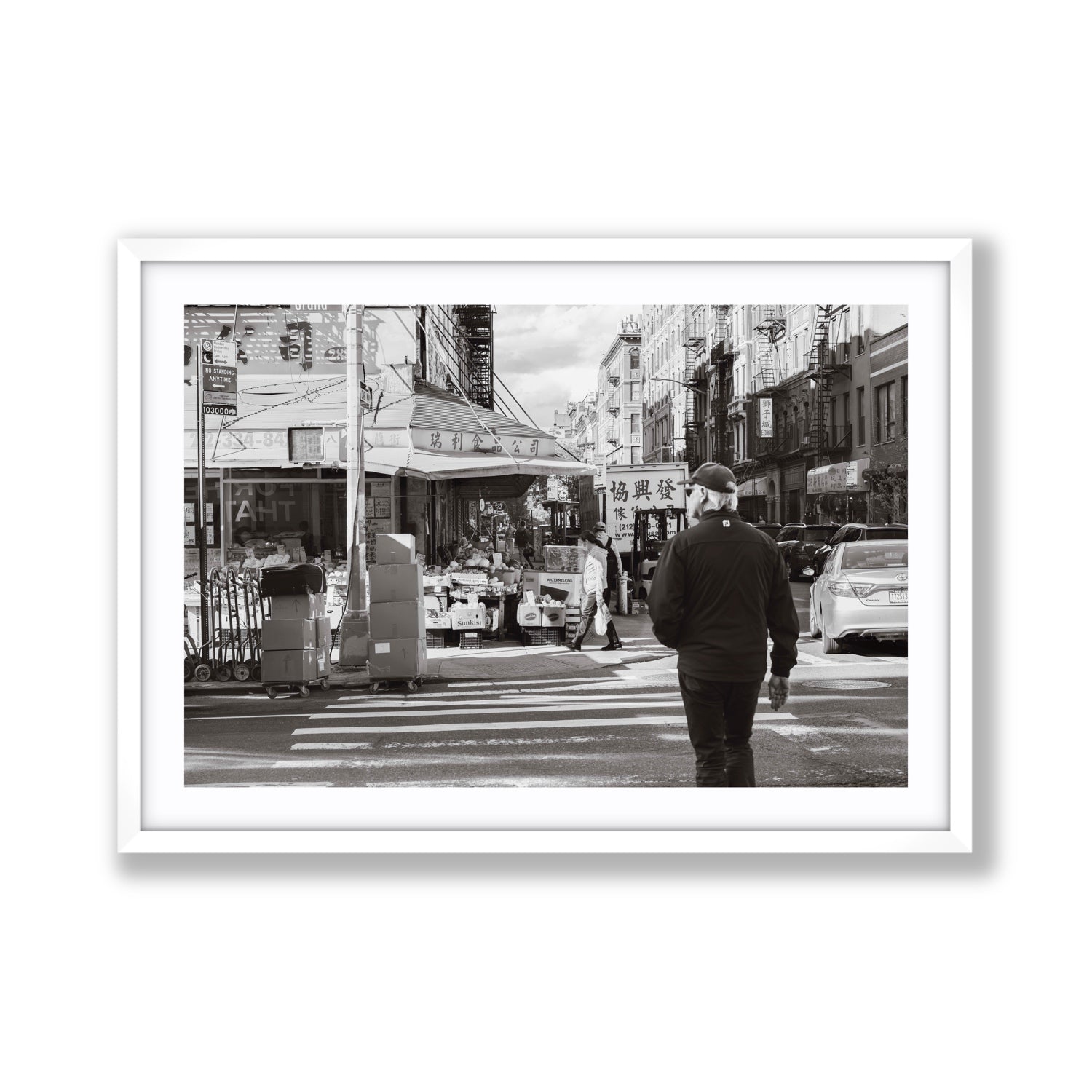 Chinatown New York NYC Street wall art Giant fine art print in white frame with matboard