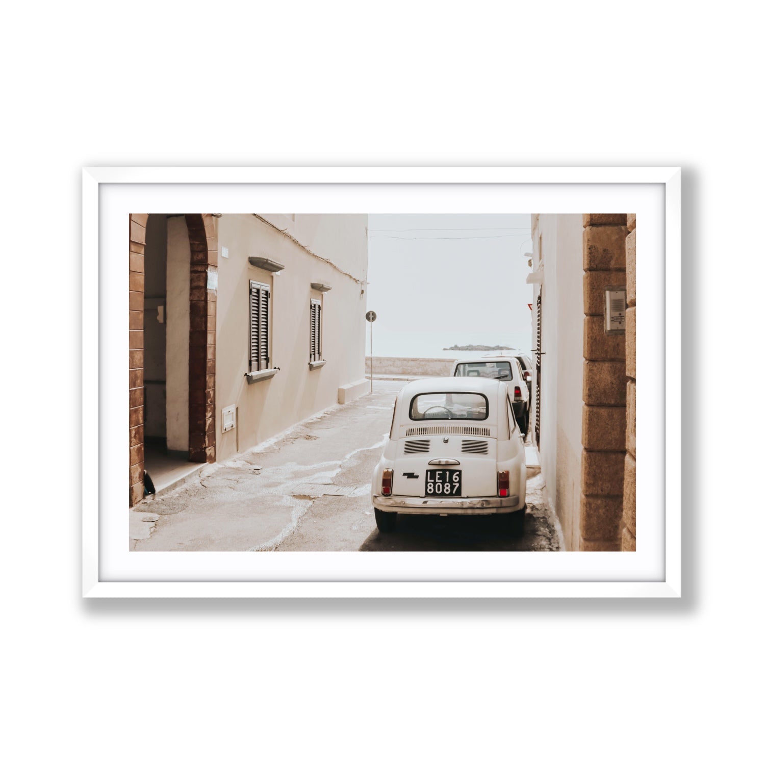 Bambini Lane Puglia Italian wall art Giant fine art print in white frame with matboard
