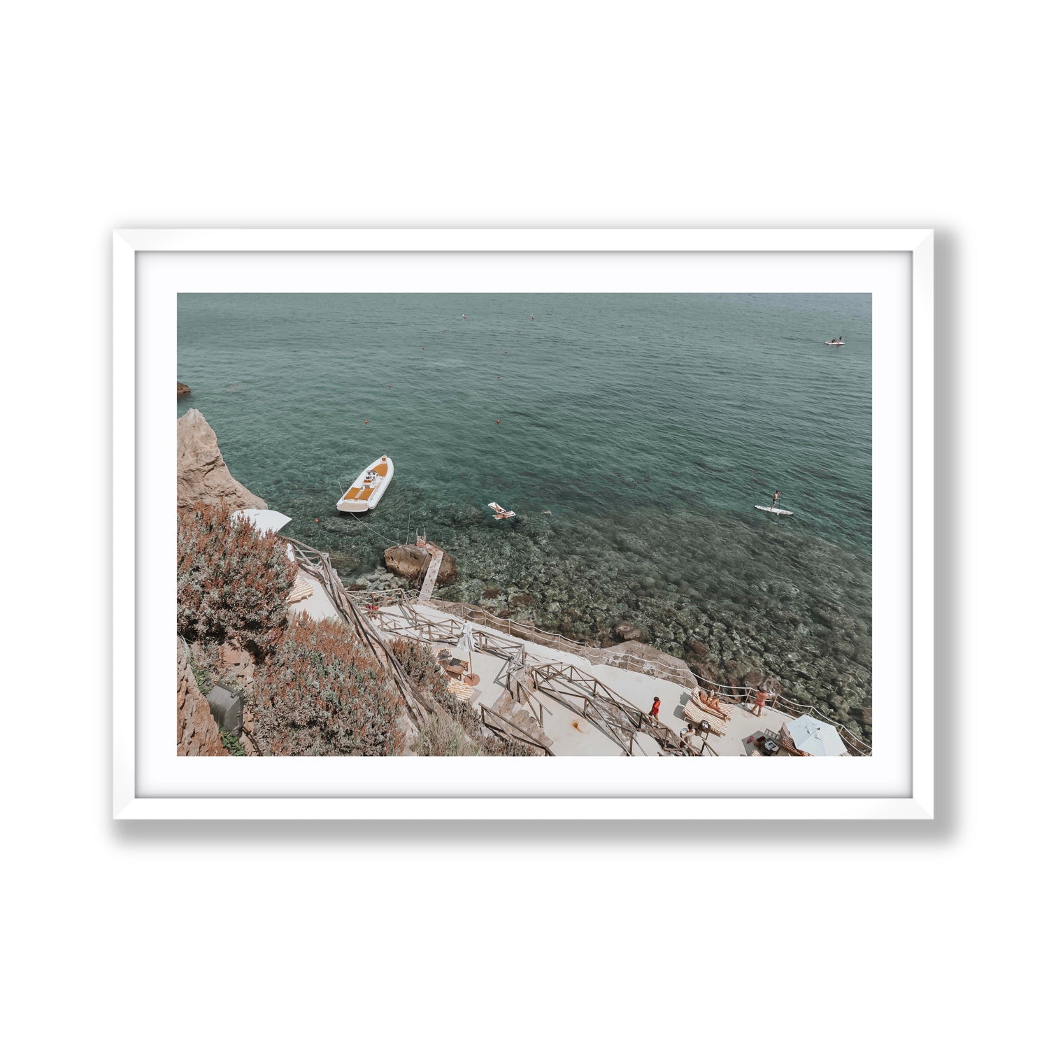 The Lagoon Tuscany coastal Italian wall art Giant fine art print in white frame with matboard