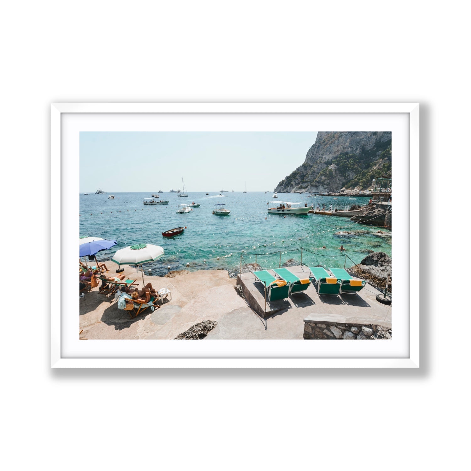 Save Me A Seat Capri Mediterranean wall art Giant fine art print in white frame with matboard