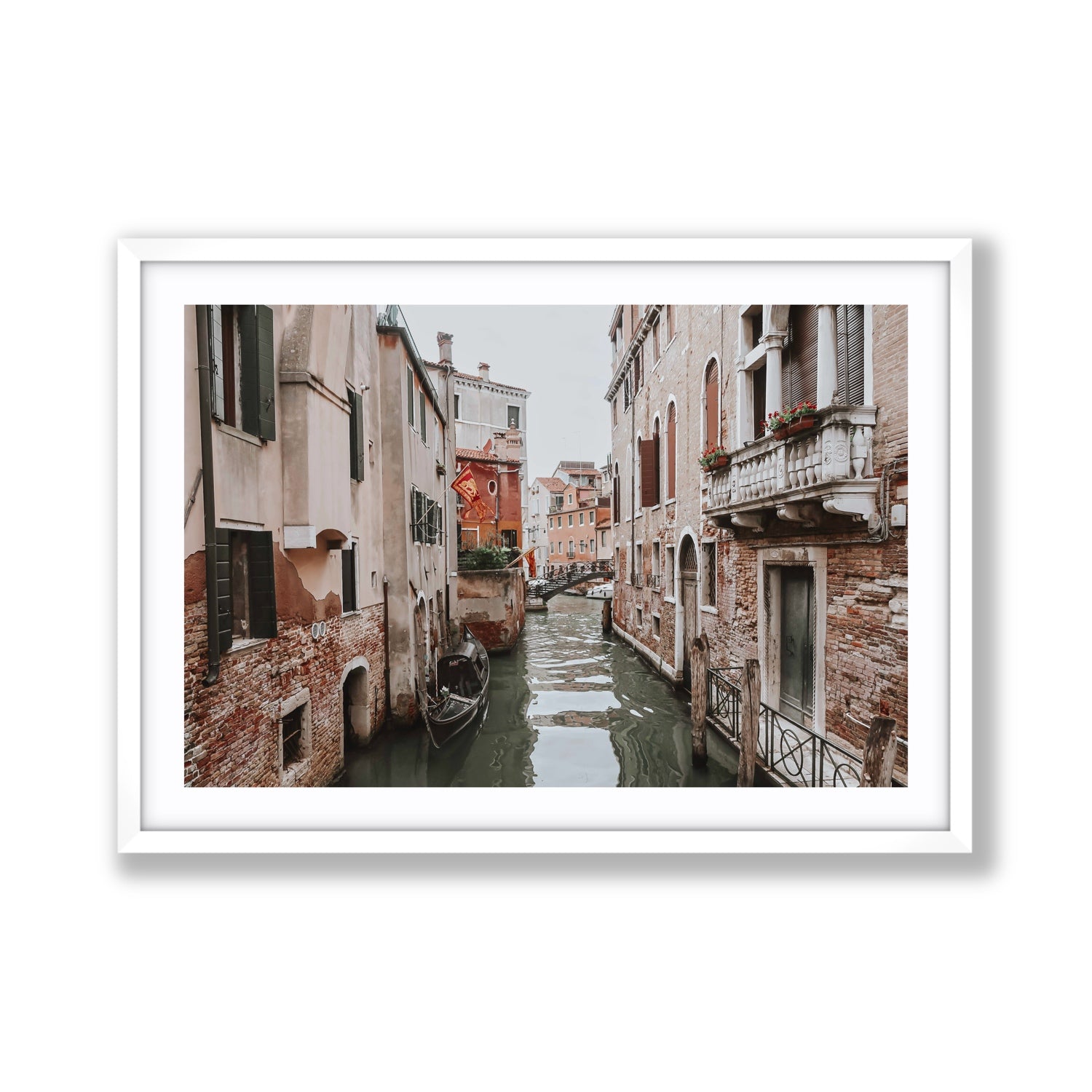 Venetian Gothic Venice Canal Italian wall art Giant fine art print in white frame with matboard
