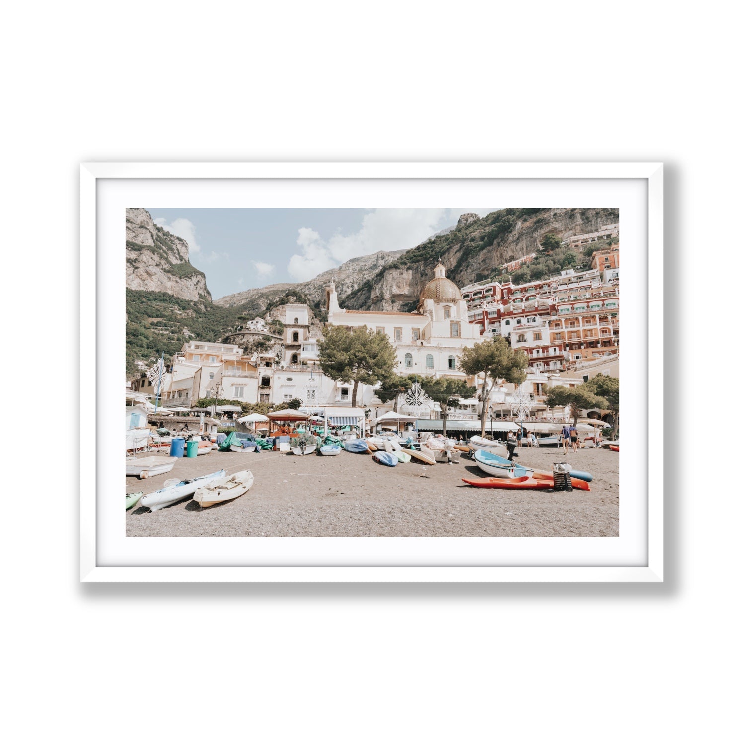 Pastel Paradise fine art print, Positano, Italy, Giant, White Frame · Matboard, Fine Art Print