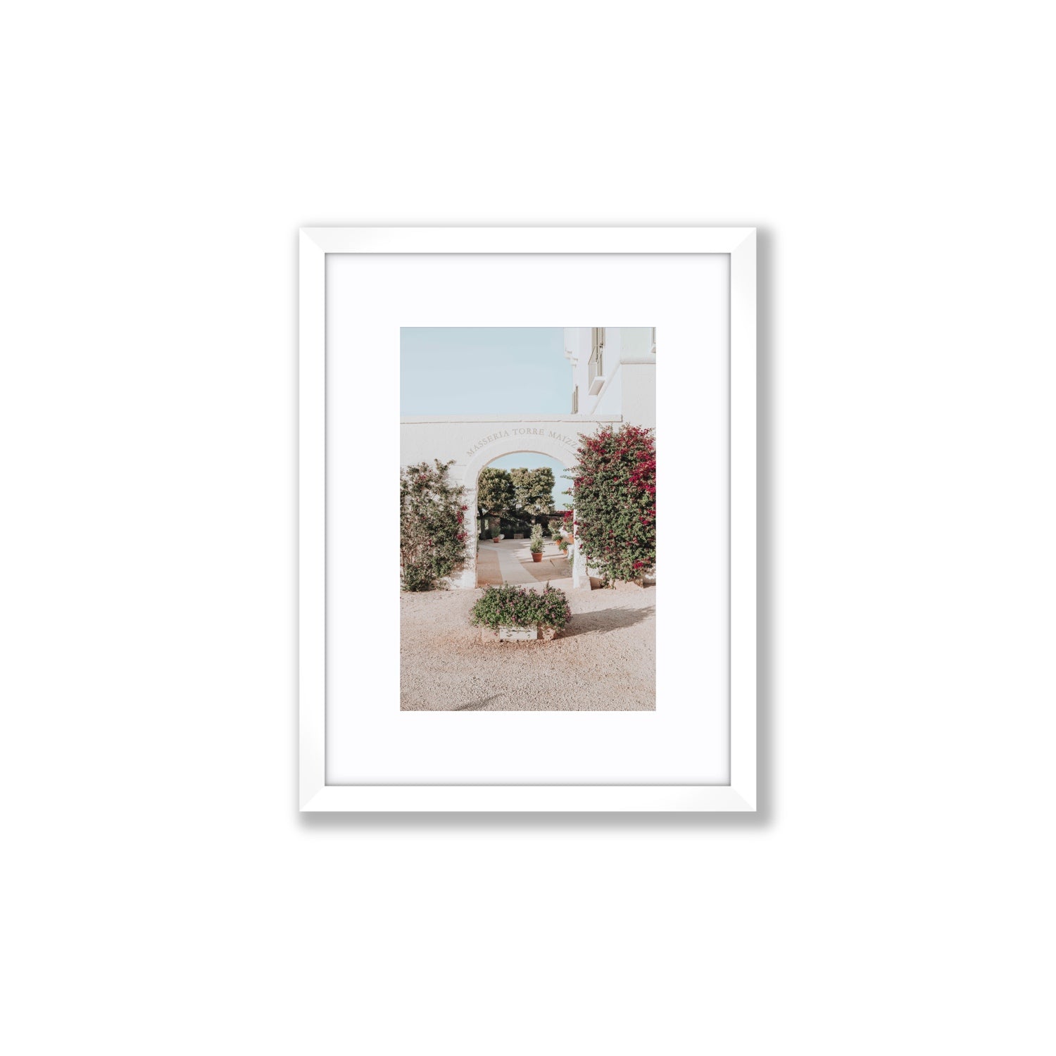 Torre Maizza Puglia Italian wall art Small fine art print in white frame with matboard