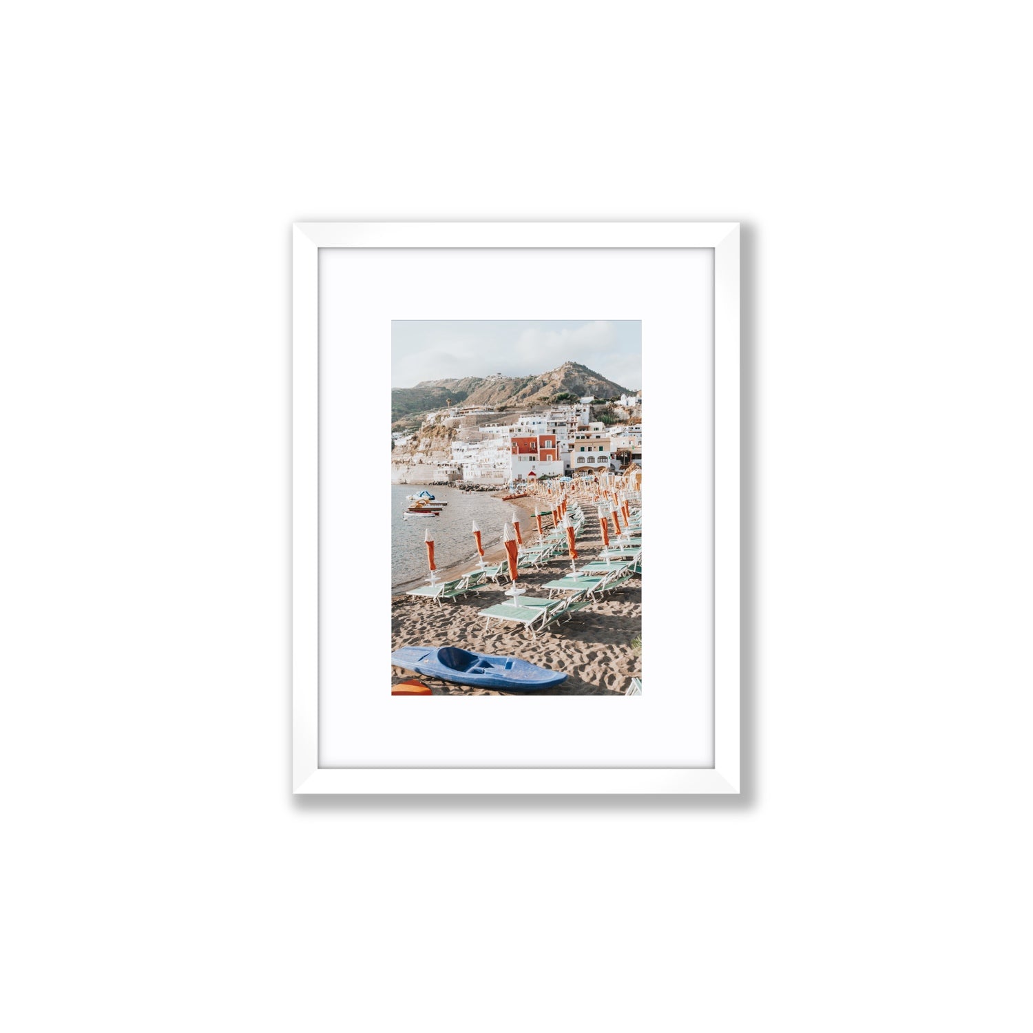 L'Isola del Paradiso Ischia Mediterranean wall art Small fine art print in white frame with matboard