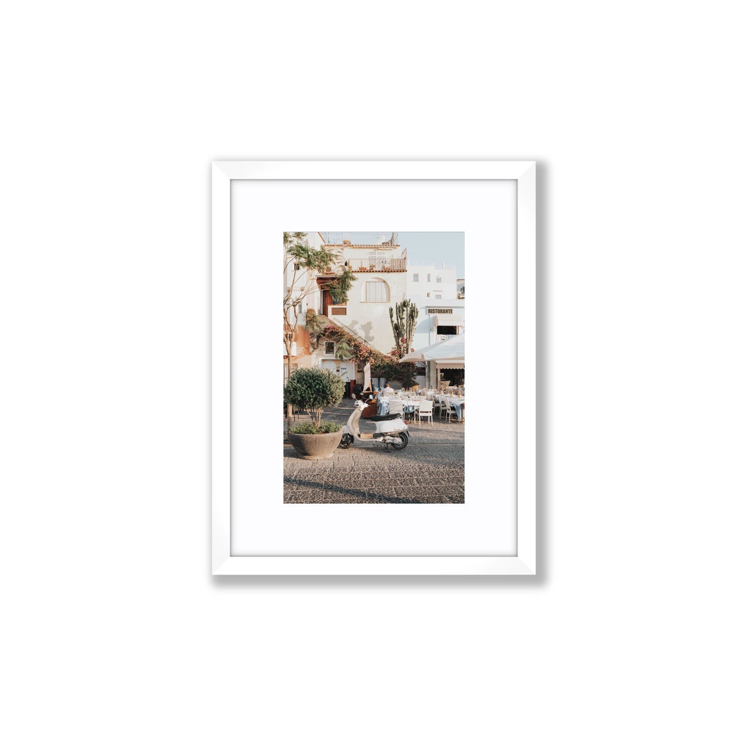 Ristorante Ischia Italian Mediterranean decor wall art Small fine art print in white frame with matboard