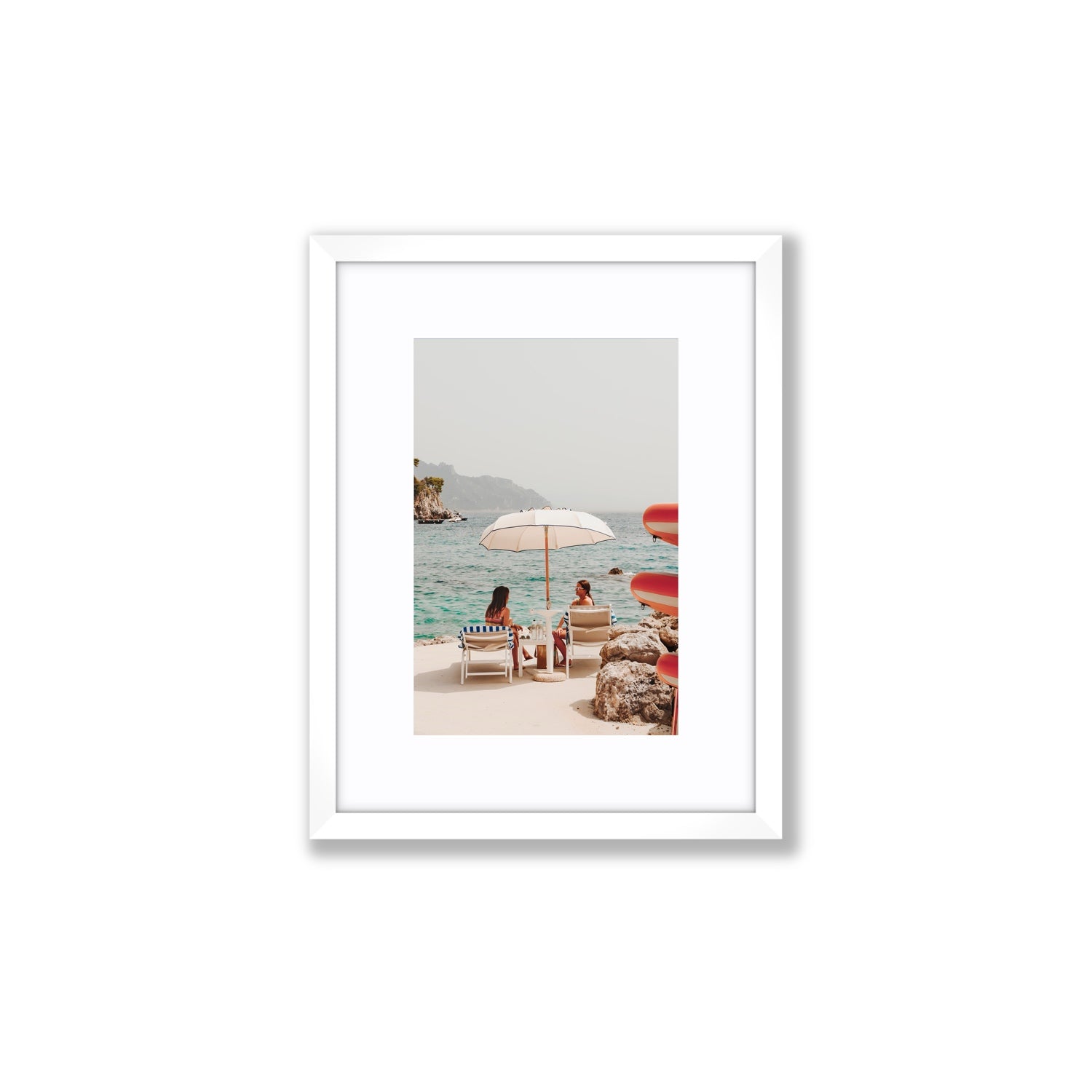 Salty Banter Amalfi Mediterranean wall art Small fine art print in white frame with matboard