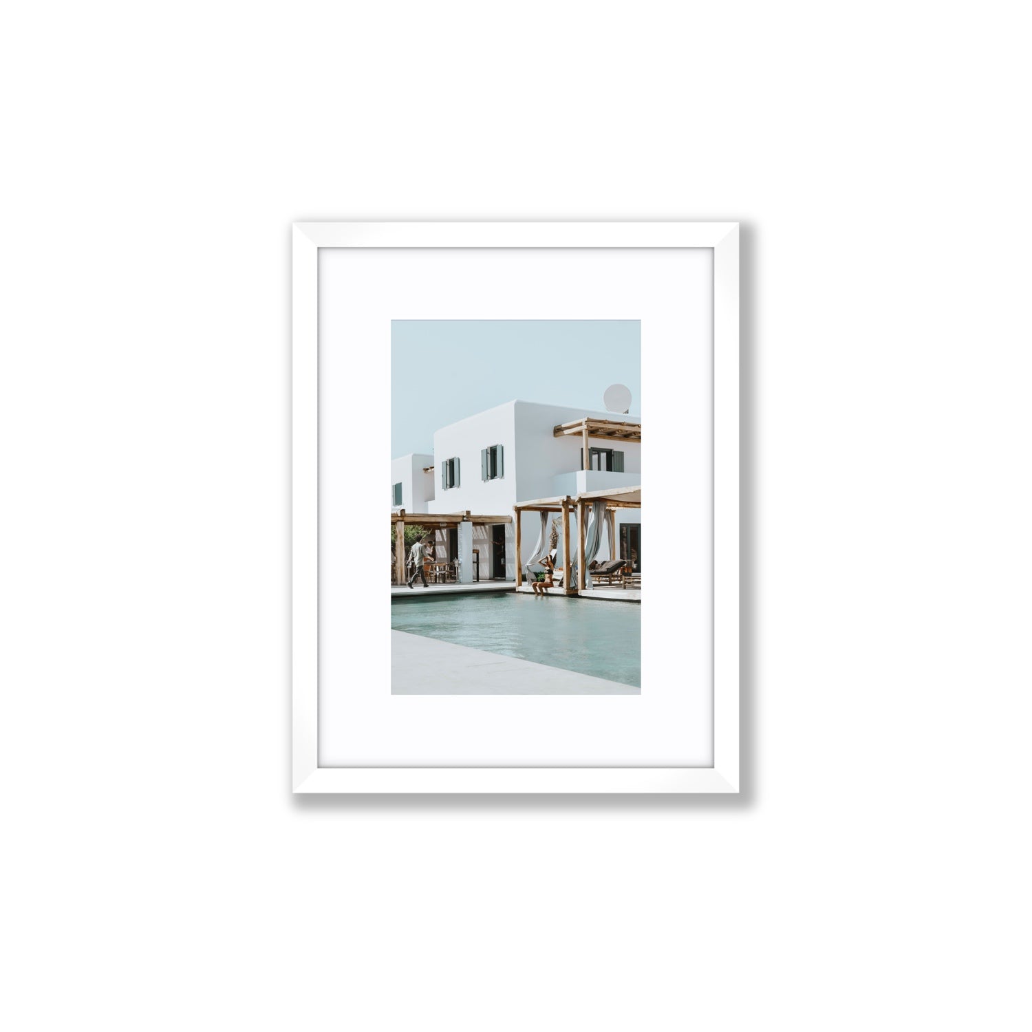 Aphrodite Mykonos Greek island wall art Small fine art print in white frame with matboard